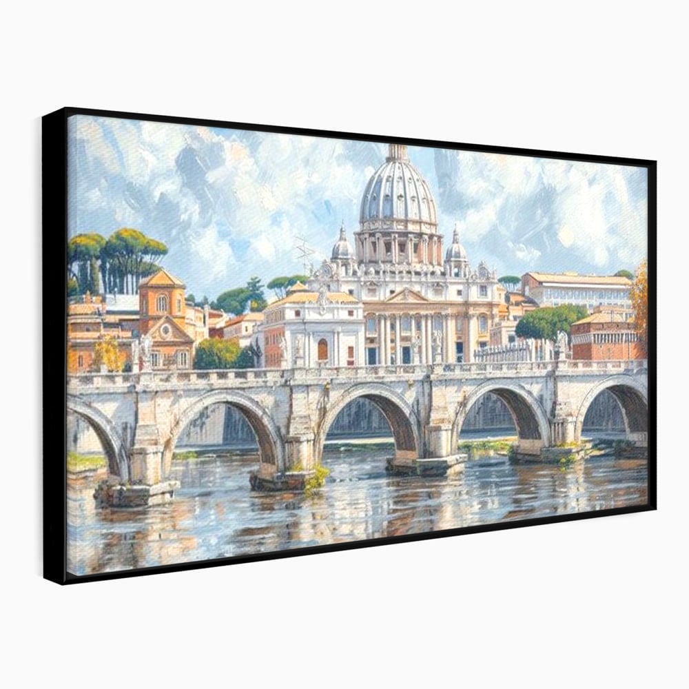 Tablou Canvas Premium, LuxCanva® O1054, Calea spre Vatican, Roma, Etern, Tibru, Bazilica, Pod, Cupola, Oras, Vatican, Sfantul Petru, Baroca, Italia, Monument, Istoric, Birou, Living, Dormitor