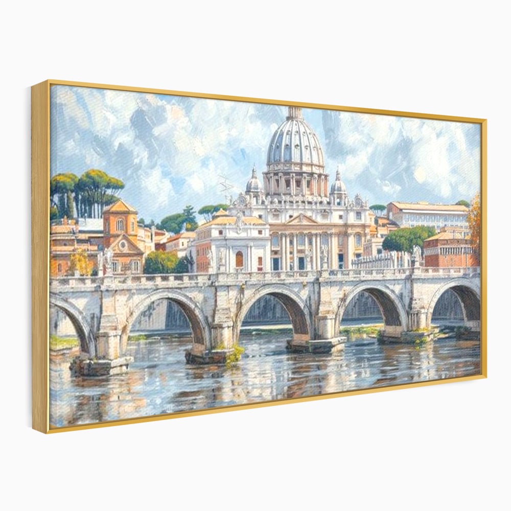 Tablou Canvas Premium, LuxCanva® O1054, Calea spre Vatican, Roma, Etern, Tibru, Bazilica, Pod, Cupola, Oras, Vatican, Sfantul Petru, Baroca, Italia, Monument, Istoric, Birou, Living, Dormitor