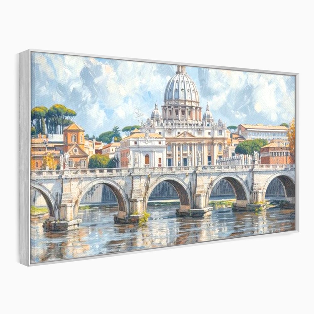 Tablou Canvas Premium, LuxCanva® O1054, Calea spre Vatican, Roma, Etern, Tibru, Bazilica, Pod, Cupola, Oras, Vatican, Sfantul Petru, Baroca, Italia, Monument, Istoric, Birou, Living, Dormitor