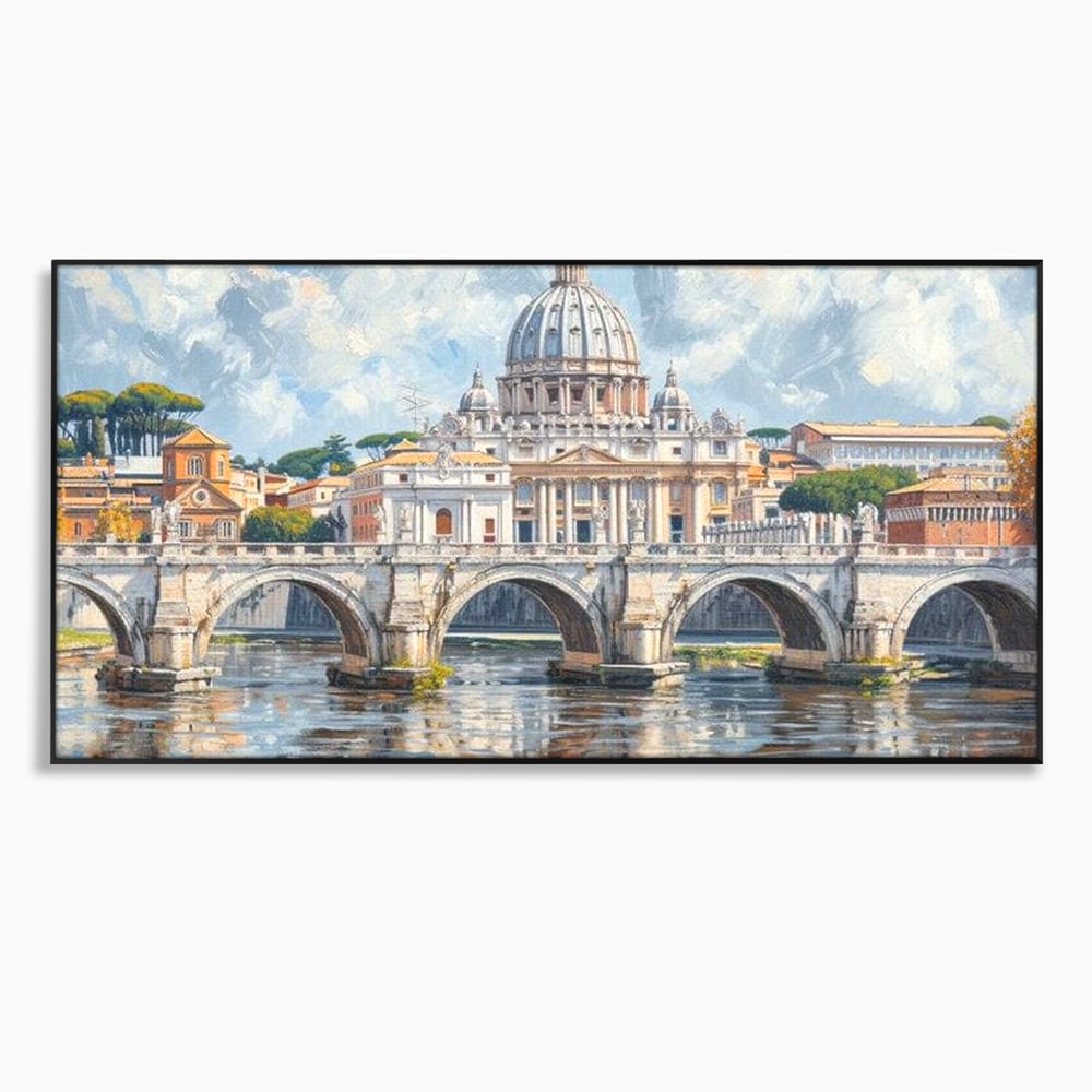 Tablou Canvas Premium, LuxCanva® O1054, Calea spre Vatican, Roma, Etern, Tibru, Bazilica, Pod, Cupola, Oras, Vatican, Sfantul Petru, Baroca, Italia, Monument, Istoric, Birou, Living, Dormitor