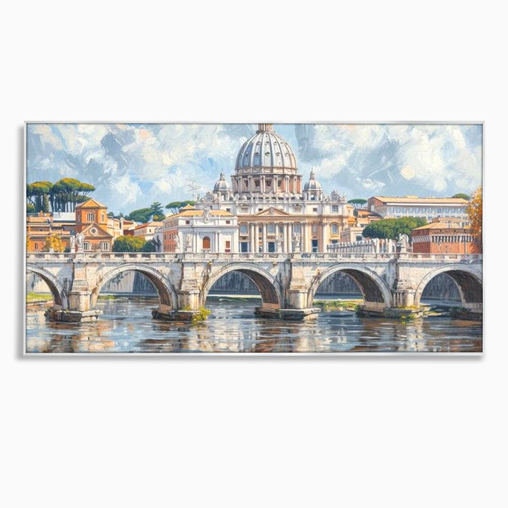 Tablou Canvas Premium, LuxCanva® O1054, Calea spre Vatican, Roma, Etern, Tibru, Bazilica, Pod, Cupola, Oras, Vatican, Sfantul Petru, Baroca, Italia, Monument, Istoric, Birou, Living, Dormitor