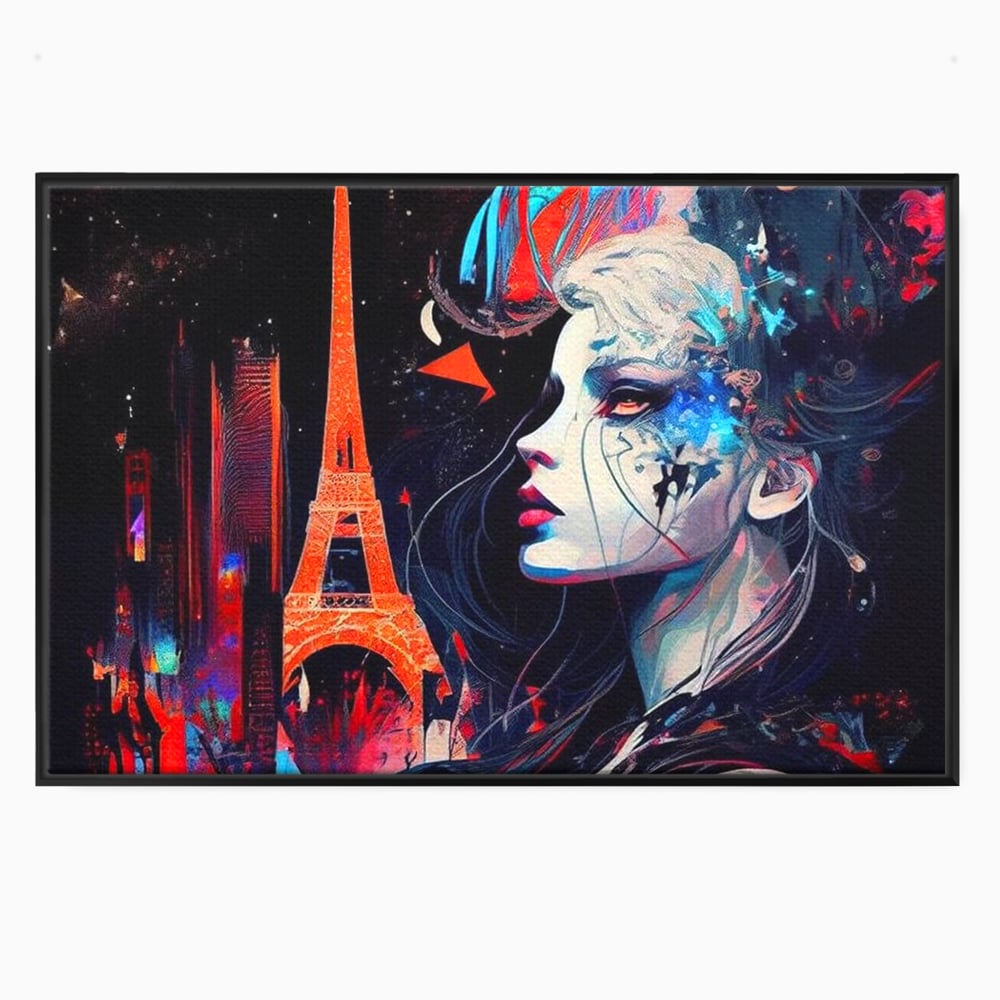 Tablou Canvas Premium, LuxCanva® O1055, Femeia Pariziana, Spirit, Paris, Eiffel, Rouge, Noapte, Femeie, Oras, Lumini, Franta, Arta, Etern, Urban, Romantic, Portret, Francez, Birou, Living, Dormitor