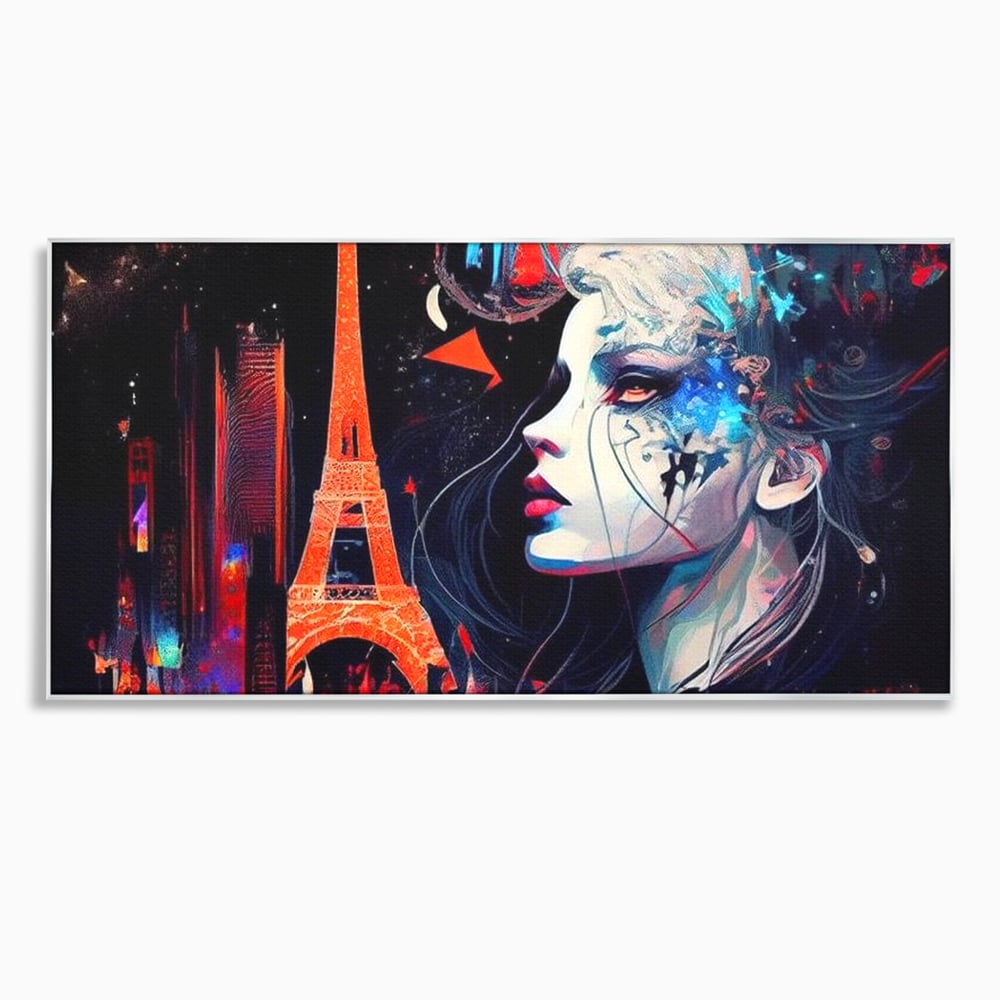 Tablou Canvas Premium, LuxCanva® O1055, Femeia Pariziana, Spirit, Paris, Eiffel, Rouge, Noapte, Femeie, Oras, Lumini, Franta, Arta, Etern, Urban, Romantic, Portret, Francez, Birou, Living, Dormitor