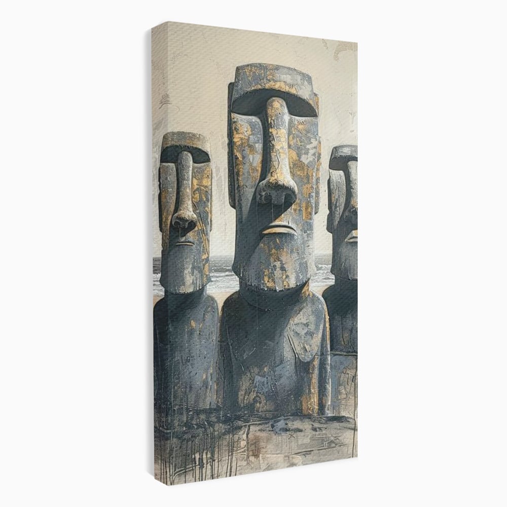 Leinwandbilder Premium, LuxCanva® O1056, Osterinsel Mysterien, Wächter, Wächter, Moai, Moai, Moai, Gesichter, Gesichter, Seiden, Stein, Chile, Zivilisation, verloren, Statuen, Pazifik, Kultur, Büro, Wohnen, Schlafzimmer