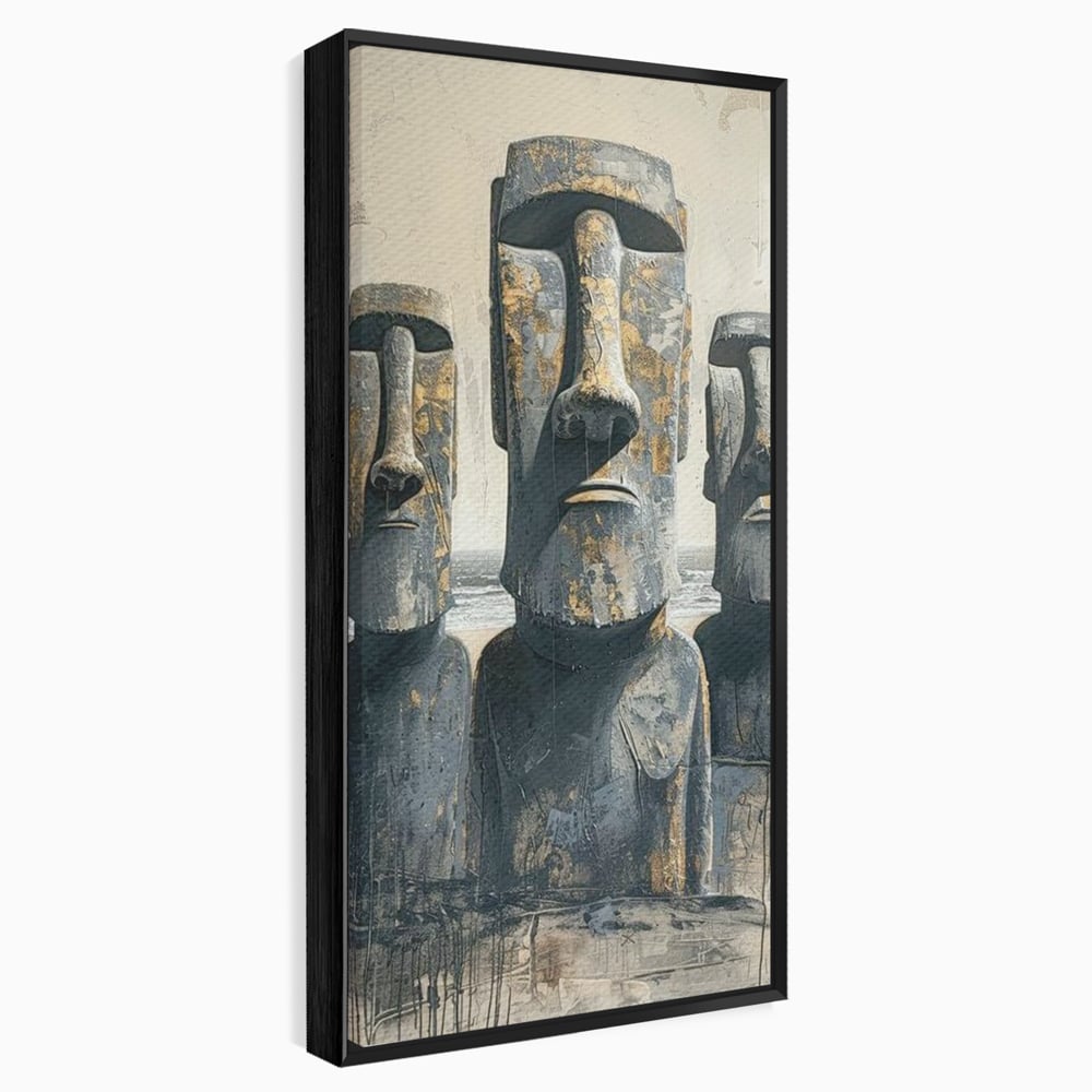 Leinwandbilder Premium, LuxCanva® O1056, Osterinsel Mysterien, Wächter, Wächter, Moai, Moai, Moai, Gesichter, Gesichter, Seiden, Stein, Chile, Zivilisation, verloren, Statuen, Pazifik, Kultur, Büro, Wohnen, Schlafzimmer