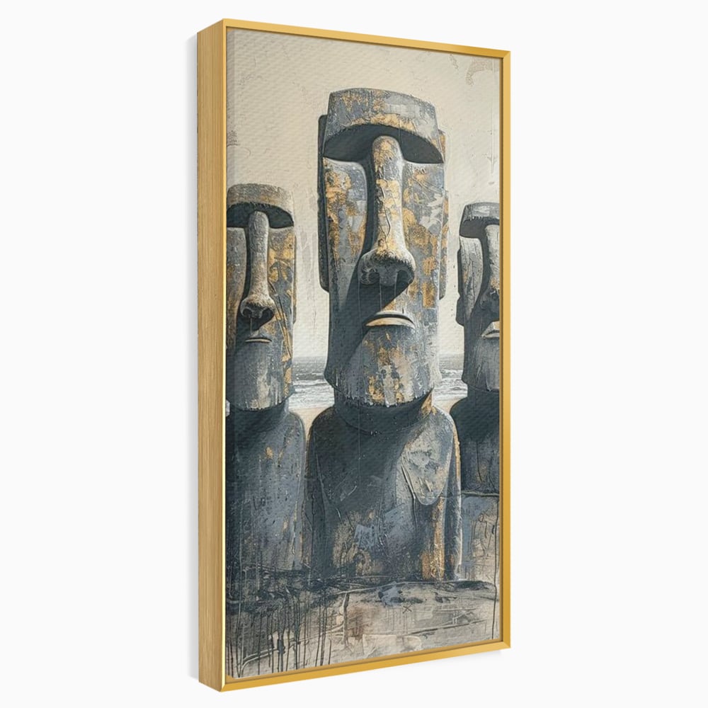 Leinwandbilder Premium, LuxCanva® O1056, Osterinsel Mysterien, Wächter, Wächter, Moai, Moai, Moai, Gesichter, Gesichter, Seiden, Stein, Chile, Zivilisation, verloren, Statuen, Pazifik, Kultur, Büro, Wohnen, Schlafzimmer