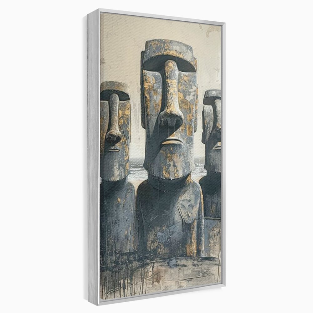 Leinwandbilder Premium, LuxCanva® O1056, Osterinsel Mysterien, Wächter, Wächter, Moai, Moai, Moai, Gesichter, Gesichter, Seiden, Stein, Chile, Zivilisation, verloren, Statuen, Pazifik, Kultur, Büro, Wohnen, Schlafzimmer
