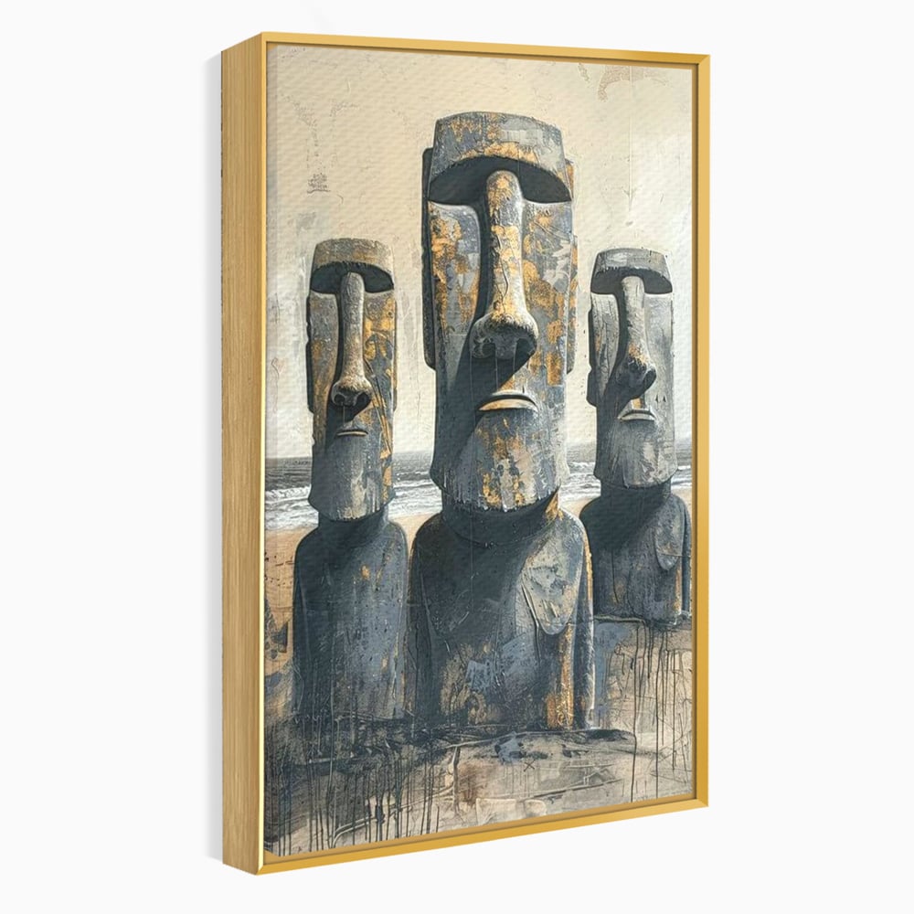 Leinwandbilder Premium, LuxCanva® O1056, Osterinsel Mysterien, Wächter, Wächter, Moai, Moai, Moai, Gesichter, Gesichter, Seiden, Stein, Chile, Zivilisation, verloren, Statuen, Pazifik, Kultur, Büro, Wohnen, Schlafzimmer