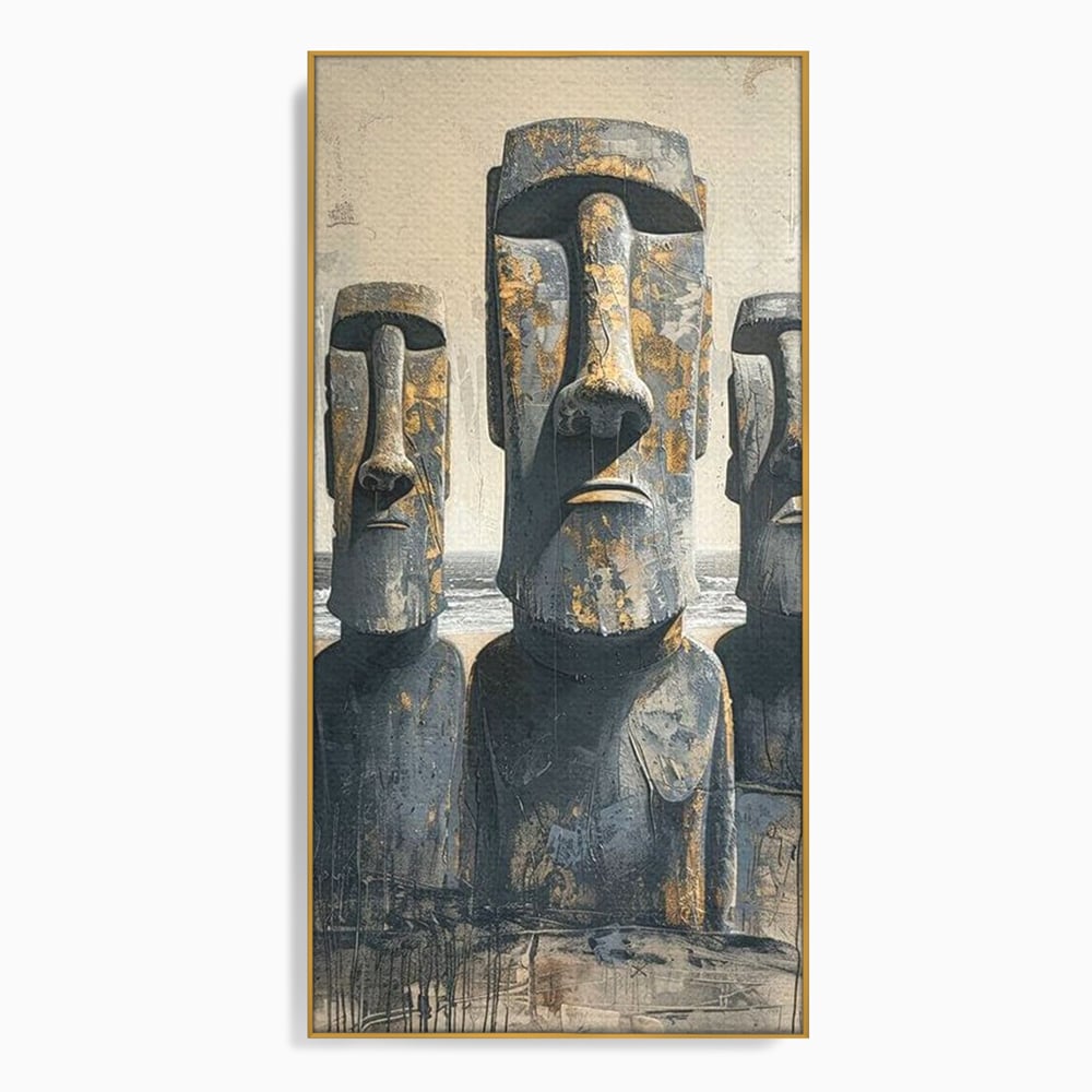 Leinwandbilder Premium, LuxCanva® O1056, Osterinsel Mysterien, Wächter, Wächter, Moai, Moai, Moai, Gesichter, Gesichter, Seiden, Stein, Chile, Zivilisation, verloren, Statuen, Pazifik, Kultur, Büro, Wohnen, Schlafzimmer