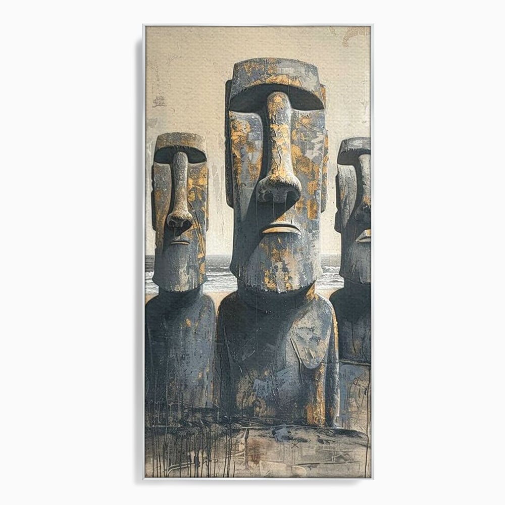 Leinwandbilder Premium, LuxCanva® O1056, Osterinsel Mysterien, Wächter, Wächter, Moai, Moai, Moai, Gesichter, Gesichter, Seiden, Stein, Chile, Zivilisation, verloren, Statuen, Pazifik, Kultur, Büro, Wohnen, Schlafzimmer