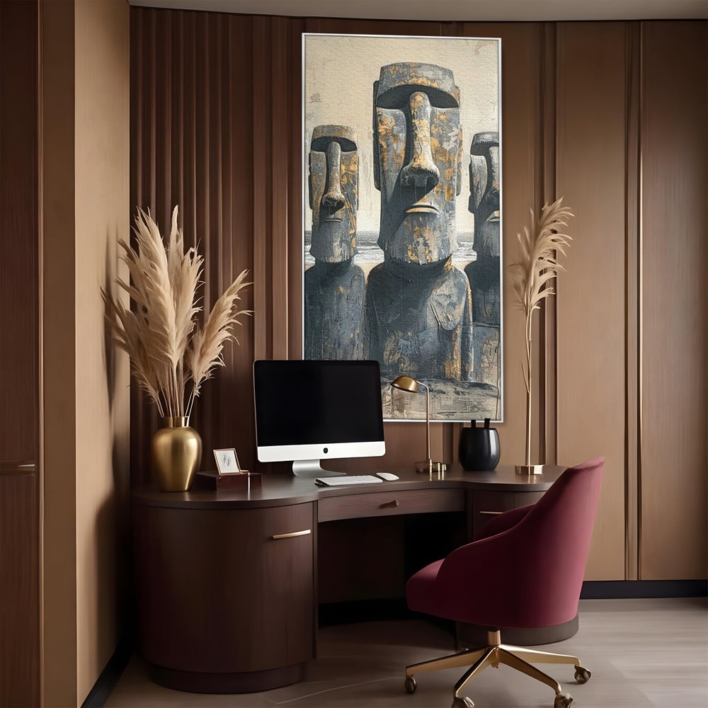 Leinwandbilder Premium, LuxCanva® O1056, Osterinsel Mysterien, Wächter, Wächter, Moai, Moai, Moai, Gesichter, Gesichter, Seiden, Stein, Chile, Zivilisation, verloren, Statuen, Pazifik, Kultur, Büro, Wohnen, Schlafzimmer