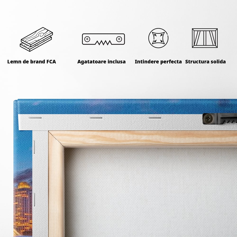 Tablou Canvas Premium, LuxCanva® O1057, Orasul care Straluceste, Lumini, Urban, Milwaukee, Nori, Metropola, Apis, Apa, Panorama, Vibratie, Orizont, Tablou, Plimbare, Birou, Living, Dormitor