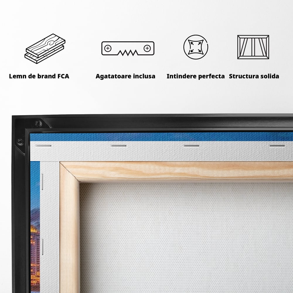 Tablou Canvas Premium, LuxCanva® O1057, Orasul care Straluceste, Lumini, Urban, Milwaukee, Nori, Metropola, Apis, Apa, Panorama, Vibratie, Orizont, Tablou, Plimbare, Birou, Living, Dormitor