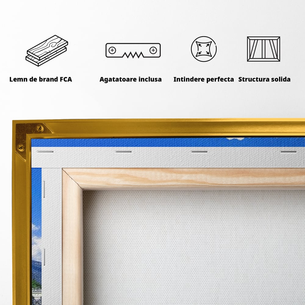 Tablou Canvas Premium, LuxCanva® O1059, Linistea Lacului Como, Riviera, Smarald, Alpin, Mediterana, Munti, Natura, Oaza, Lacustra, Soare, Serenitate, Azur, Vacanta, Creatie, Birou, Living, Dormitor