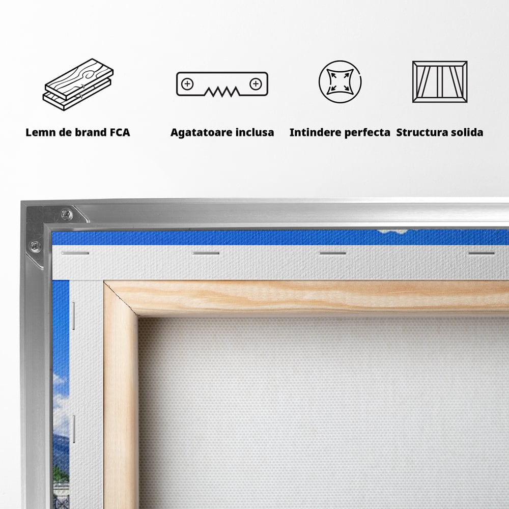 Tablou Canvas Premium, LuxCanva® O1059, Linistea Lacului Como, Riviera, Smarald, Alpin, Mediterana, Munti, Natura, Oaza, Lacustra, Soare, Serenitate, Azur, Vacanta, Creatie, Birou, Living, Dormitor
