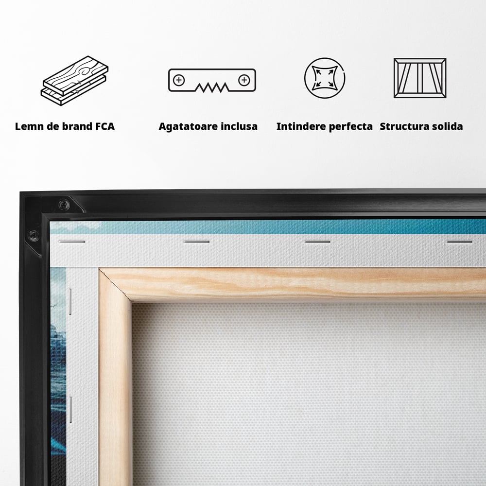 Tablou Canvas Premium, LuxCanva® O1060, Scufundarea Metropolei, Oras, Inecat, Ocean, Adancuri, Colaps, Valuri, Ruina, Eternitate, Abis, Fragil, Apus, New York, Cladiri, Ocean, Birou, Living, Dormitor