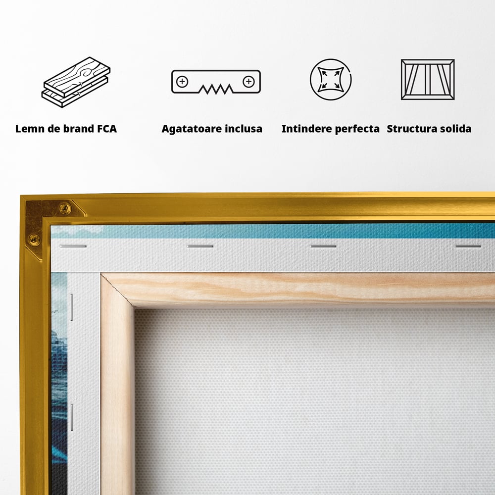 Tablou Canvas Premium, LuxCanva® O1060, Scufundarea Metropolei, Oras, Inecat, Ocean, Adancuri, Colaps, Valuri, Ruina, Eternitate, Abis, Fragil, Apus, New York, Cladiri, Ocean, Birou, Living, Dormitor
