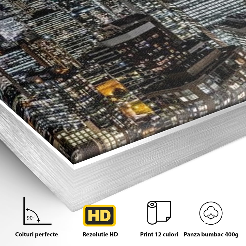 Tablou Canvas Premium, LuxCanva® O1061, Orasul in Mii de Ferestre, Toronto, Canada, Glob, Lumina, Cristal, Apogeu, Otel, Neon, Stele, Puls, Electric, Visare, Vacanta, Privitor, Birou, Living, Dormitor