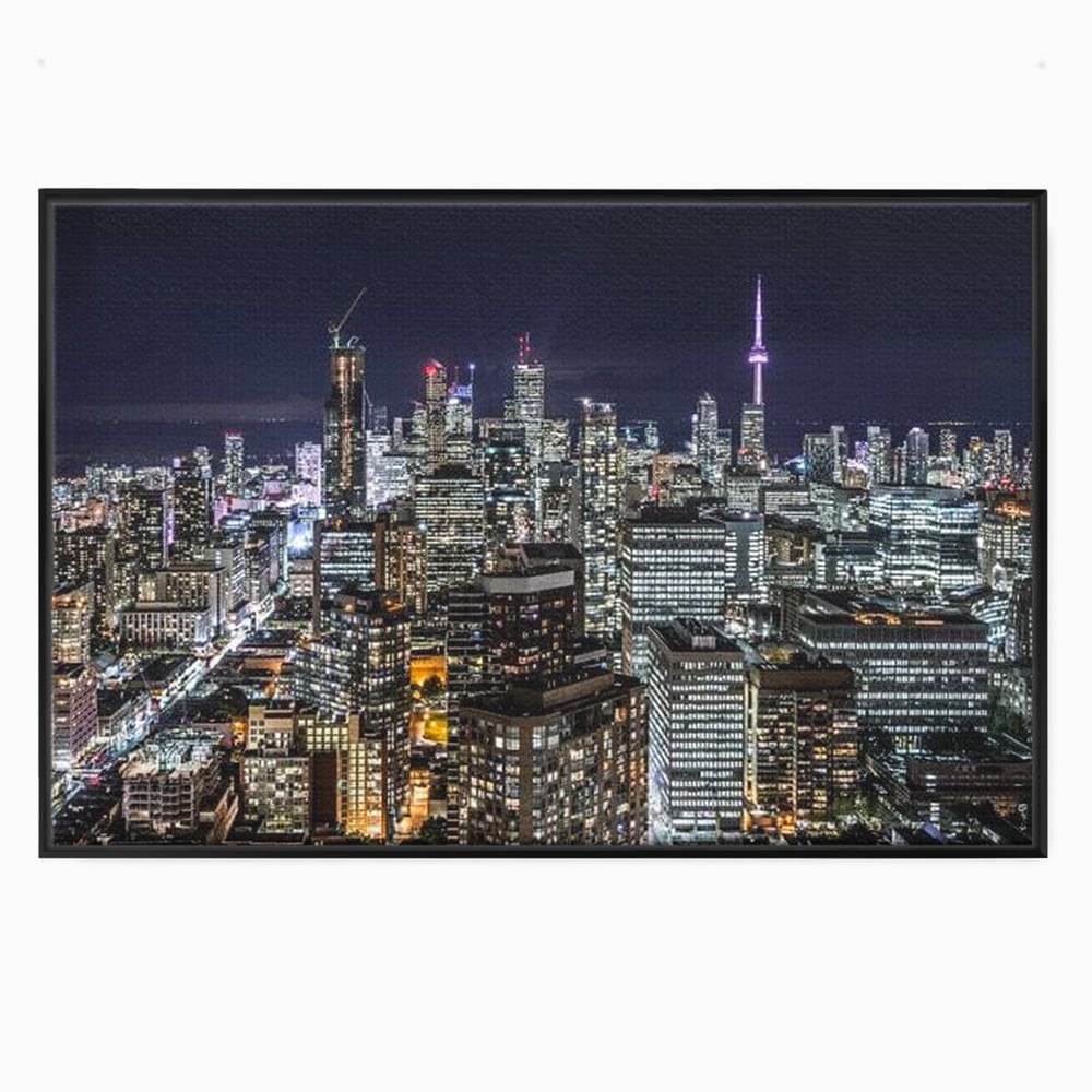 Tablou Canvas Premium, LuxCanva® O1061, Orasul in Mii de Ferestre, Toronto, Canada, Glob, Lumina, Cristal, Apogeu, Otel, Neon, Stele, Puls, Electric, Visare, Vacanta, Privitor, Birou, Living, Dormitor