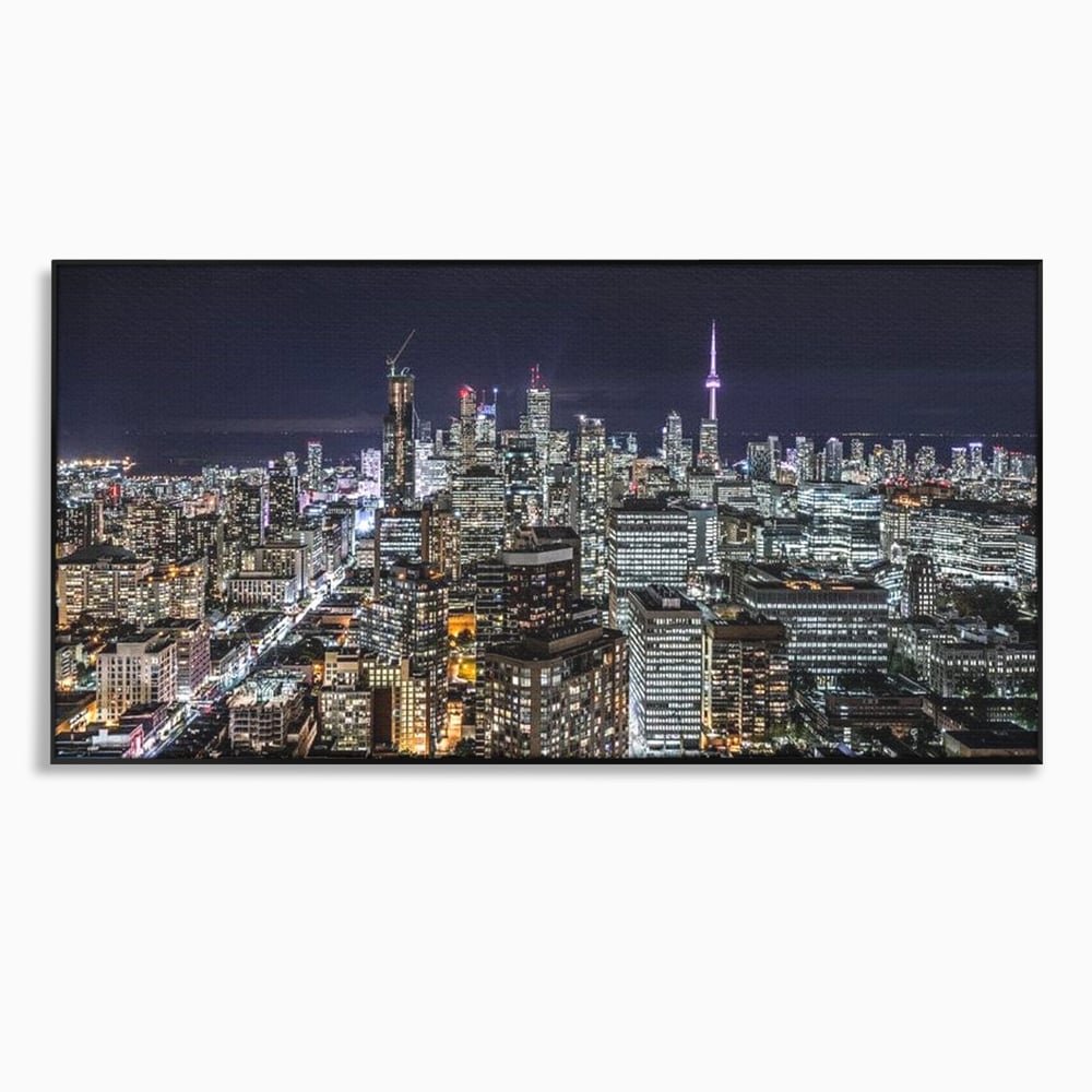 Tablou Canvas Premium, LuxCanva® O1061, Orasul in Mii de Ferestre, Toronto, Canada, Glob, Lumina, Cristal, Apogeu, Otel, Neon, Stele, Puls, Electric, Visare, Vacanta, Privitor, Birou, Living, Dormitor