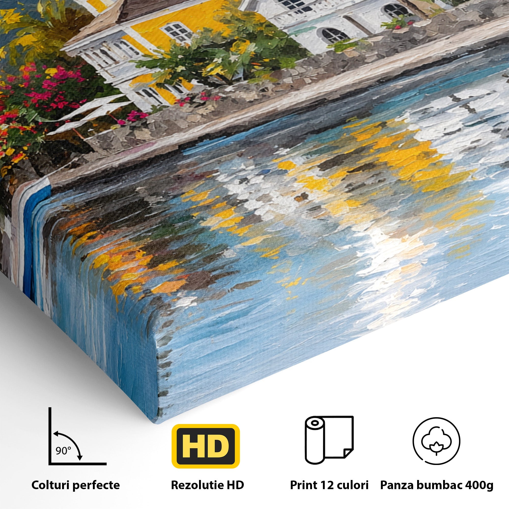 Tablou Canvas Premium LuxCanva® O1064, Biserica Tropicala, Biserica, Peisaj, Tropical, Mare, Vacanta, Living, Culori Vibrante