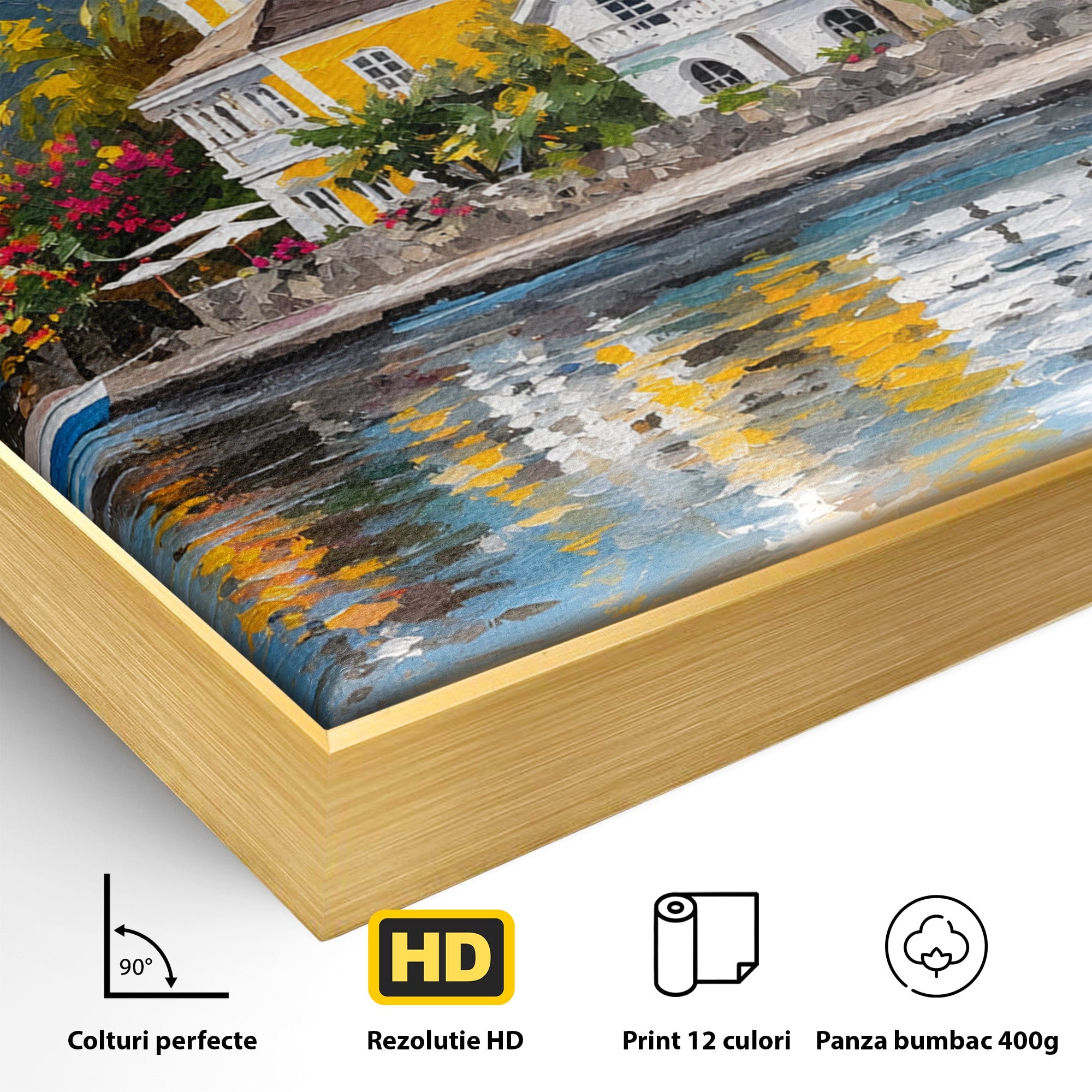 Tablou Canvas Premium LuxCanva® O1064, Biserica Tropicala, Biserica, Peisaj, Tropical, Mare, Vacanta, Living, Culori Vibrante