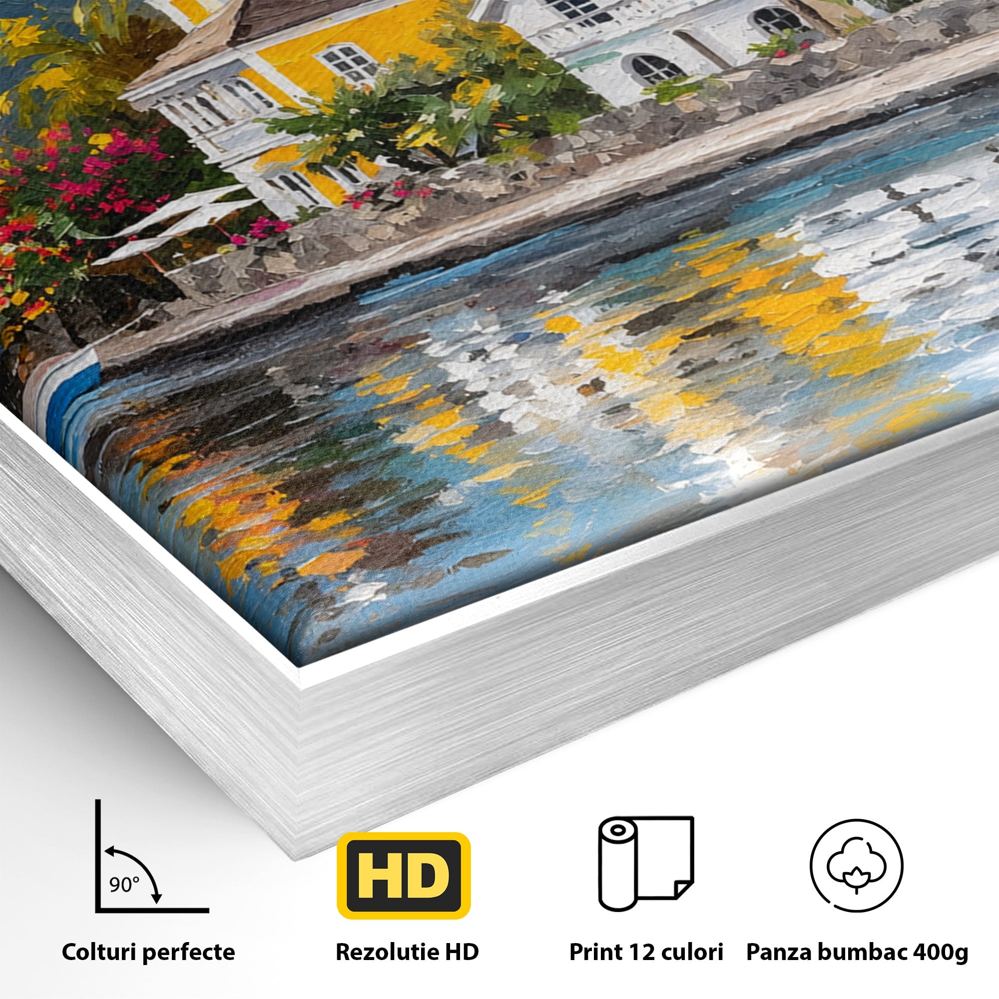 Tablou Canvas Premium LuxCanva® O1064, Biserica Tropicala, Biserica, Peisaj, Tropical, Mare, Vacanta, Living, Culori Vibrante