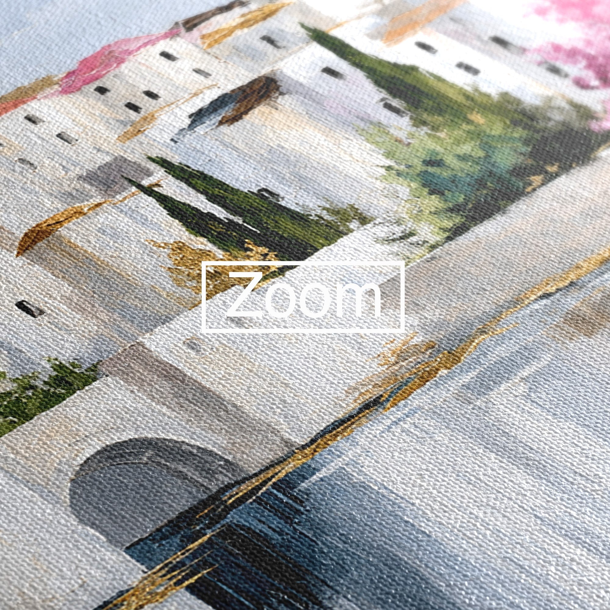 Tablou Canvas Premium LuxCanva® O1065, Oras Mediteranean Pe Malul Ape, Oras, Peisaj, Mediterranean, Rafinat, Living, Culori Vibrante