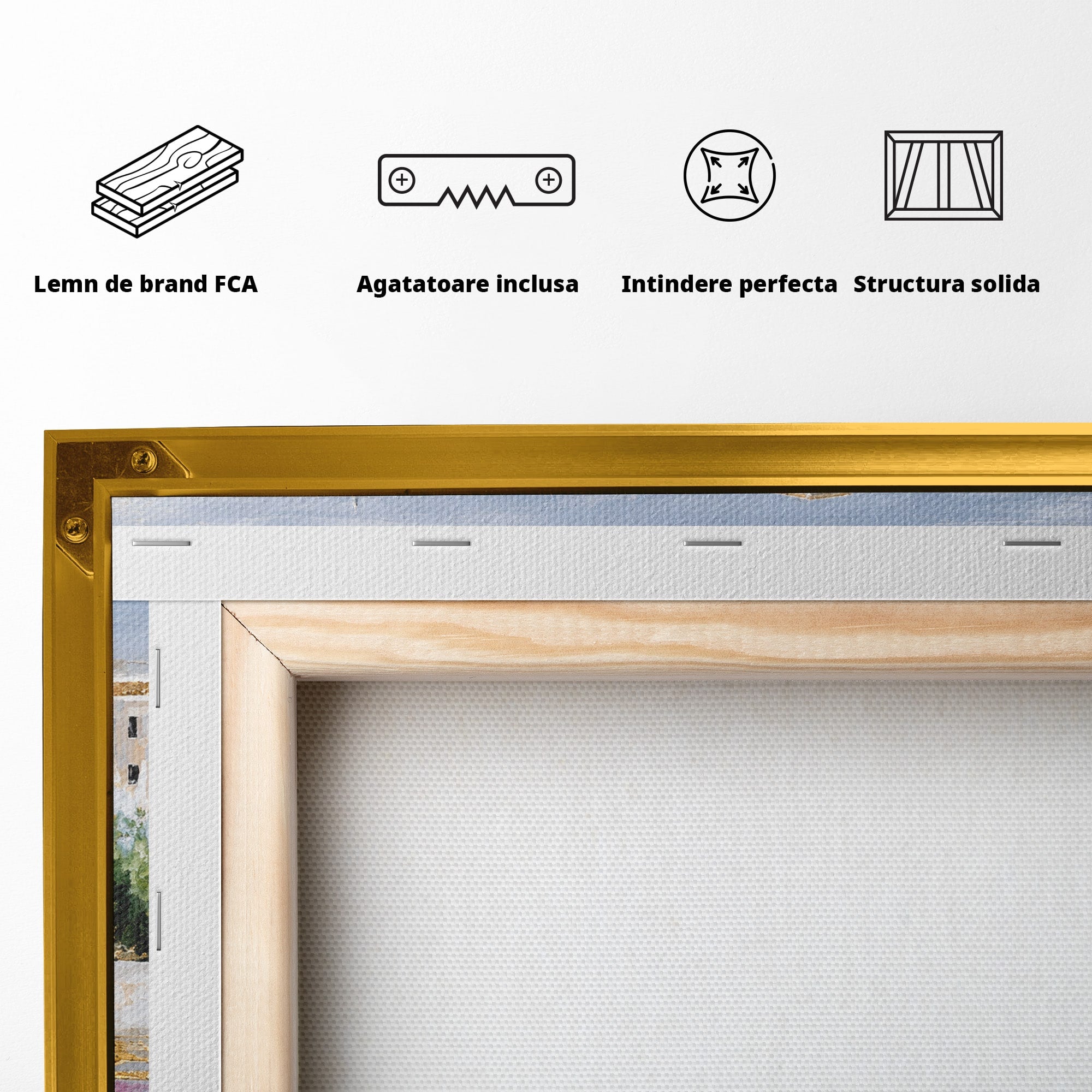 Tablou Canvas Premium LuxCanva® O1065, Oras Mediteranean Pe Malul Ape, Oras, Peisaj, Mediterranean, Rafinat, Living, Culori Vibrante