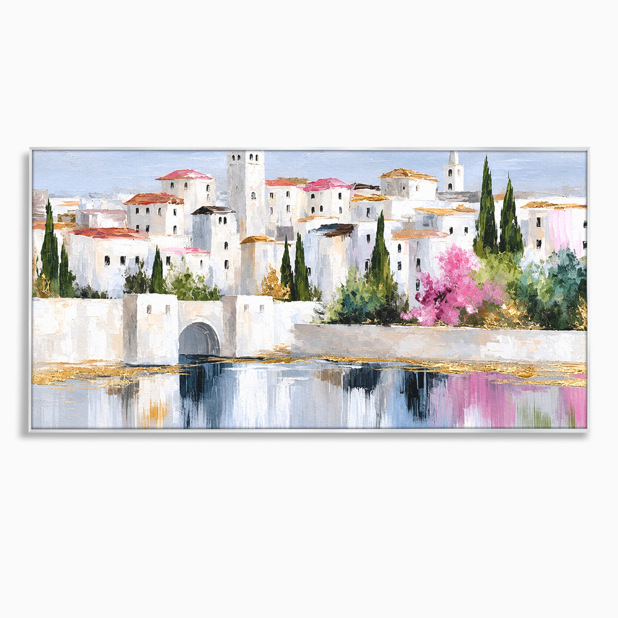 Tablou Canvas Premium LuxCanva® O1065, Oras Mediteranean Pe Malul Ape, Oras, Peisaj, Mediterranean, Rafinat, Living, Culori Vibrante