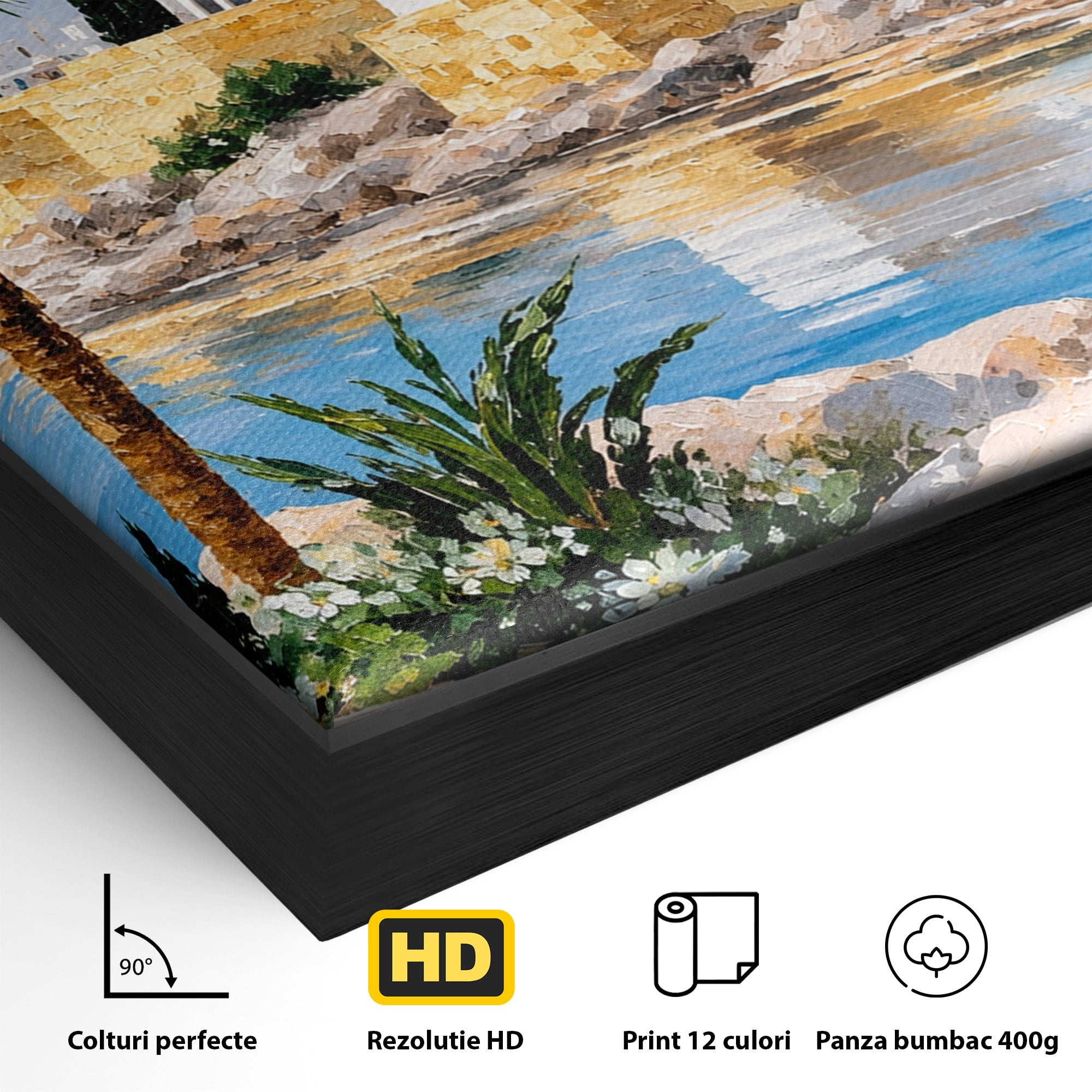 Tablou Canvas Premium LuxCanva® O1066, Peisaj Mediteranean, Peisaj, Mare, Arhitectura, Mediterranean, Living, Dormitor, Culori Vibrante