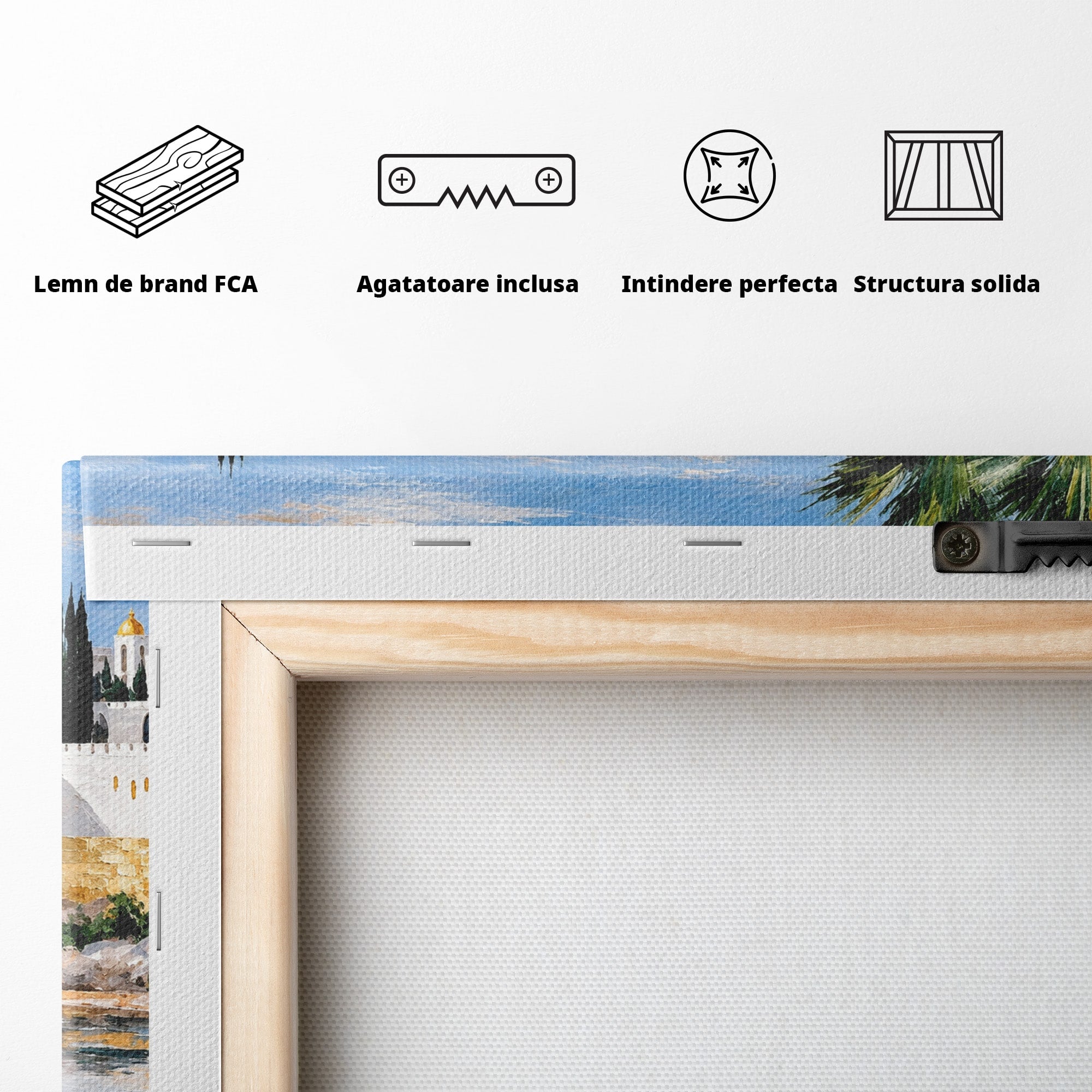 Tablou Canvas Premium LuxCanva® O1066, Peisaj Mediteranean, Peisaj, Mare, Arhitectura, Mediterranean, Living, Dormitor, Culori Vibrante