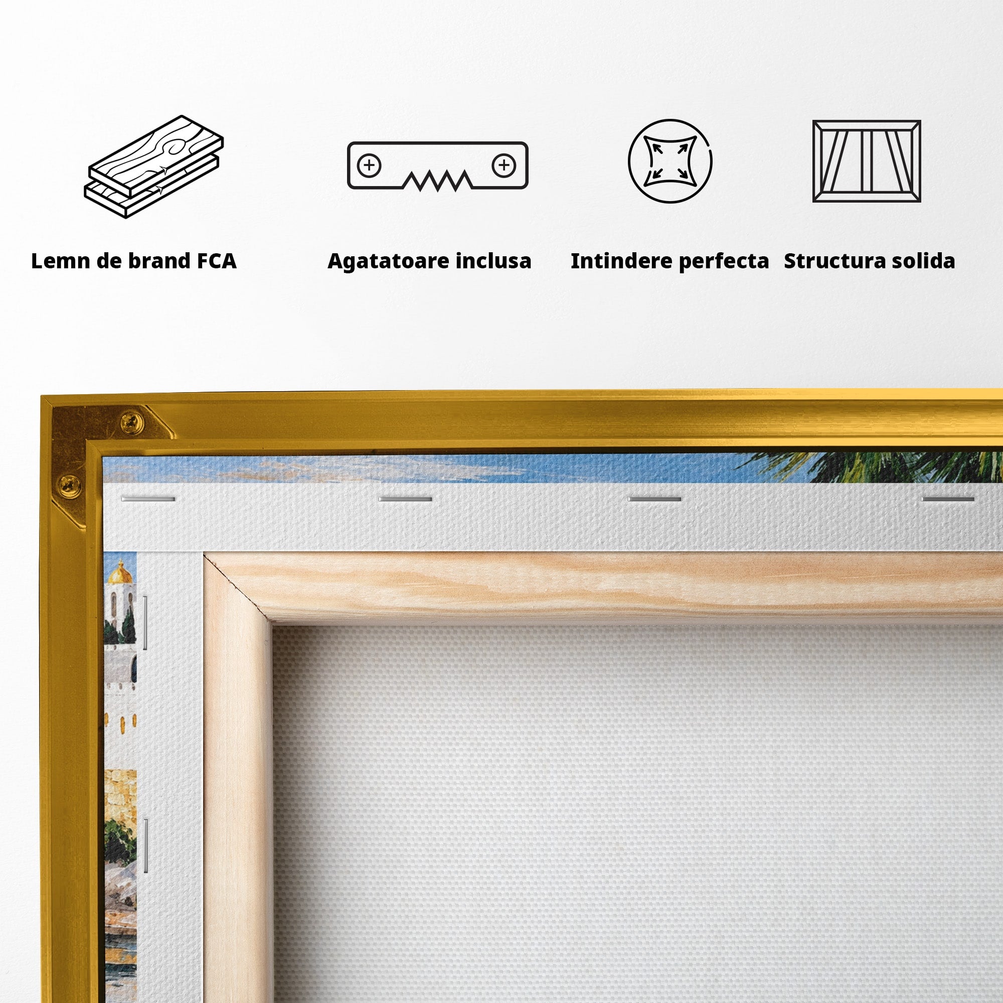 Tablou Canvas Premium LuxCanva® O1066, Peisaj Mediteranean, Peisaj, Mare, Arhitectura, Mediterranean, Living, Dormitor, Culori Vibrante