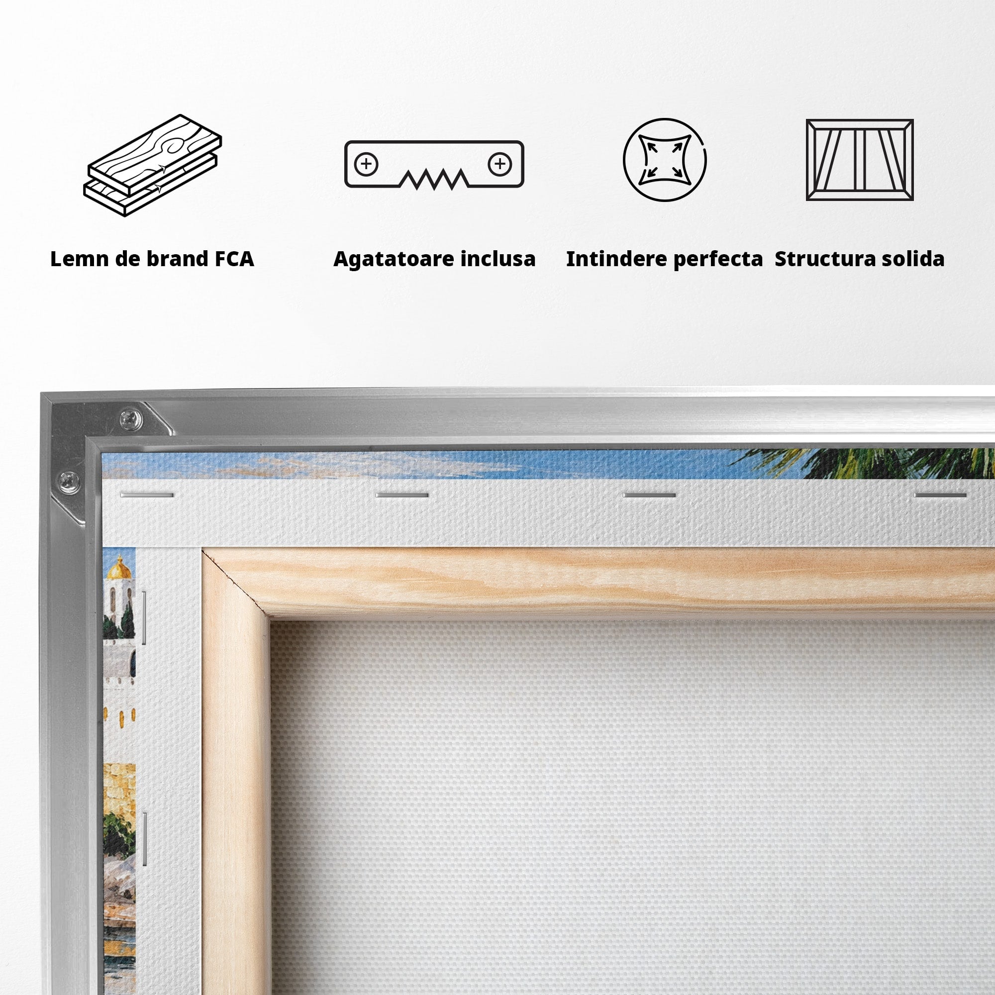 Tablou Canvas Premium LuxCanva® O1066, Peisaj Mediteranean, Peisaj, Mare, Arhitectura, Mediterranean, Living, Dormitor, Culori Vibrante