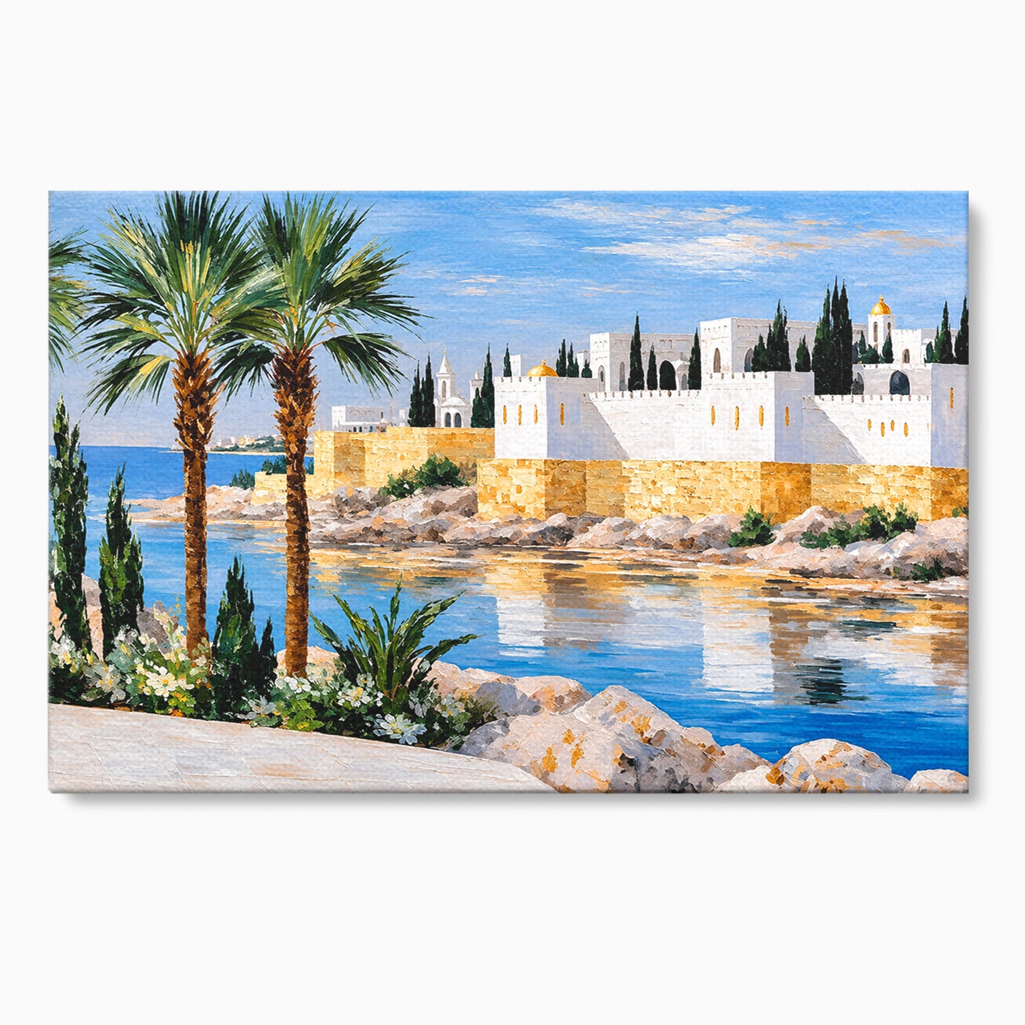 Tablou Canvas Premium LuxCanva® O1066, Peisaj Mediteranean, Peisaj, Mare, Arhitectura, Mediterranean, Living, Dormitor, Culori Vibrante