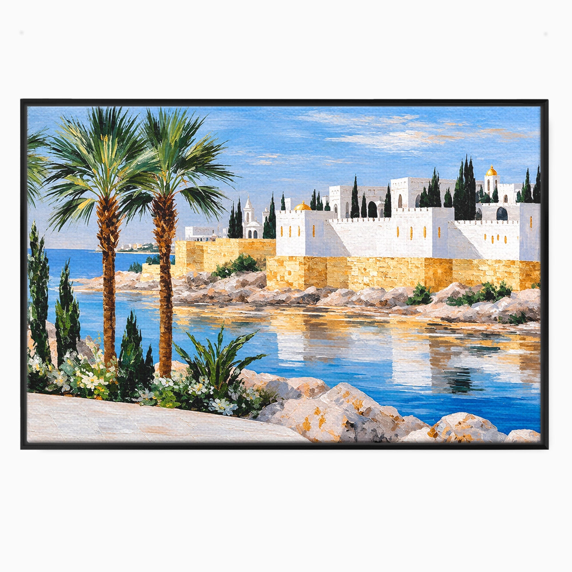 Tablou Canvas Premium LuxCanva® O1066, Peisaj Mediteranean, Peisaj, Mare, Arhitectura, Mediterranean, Living, Dormitor, Culori Vibrante