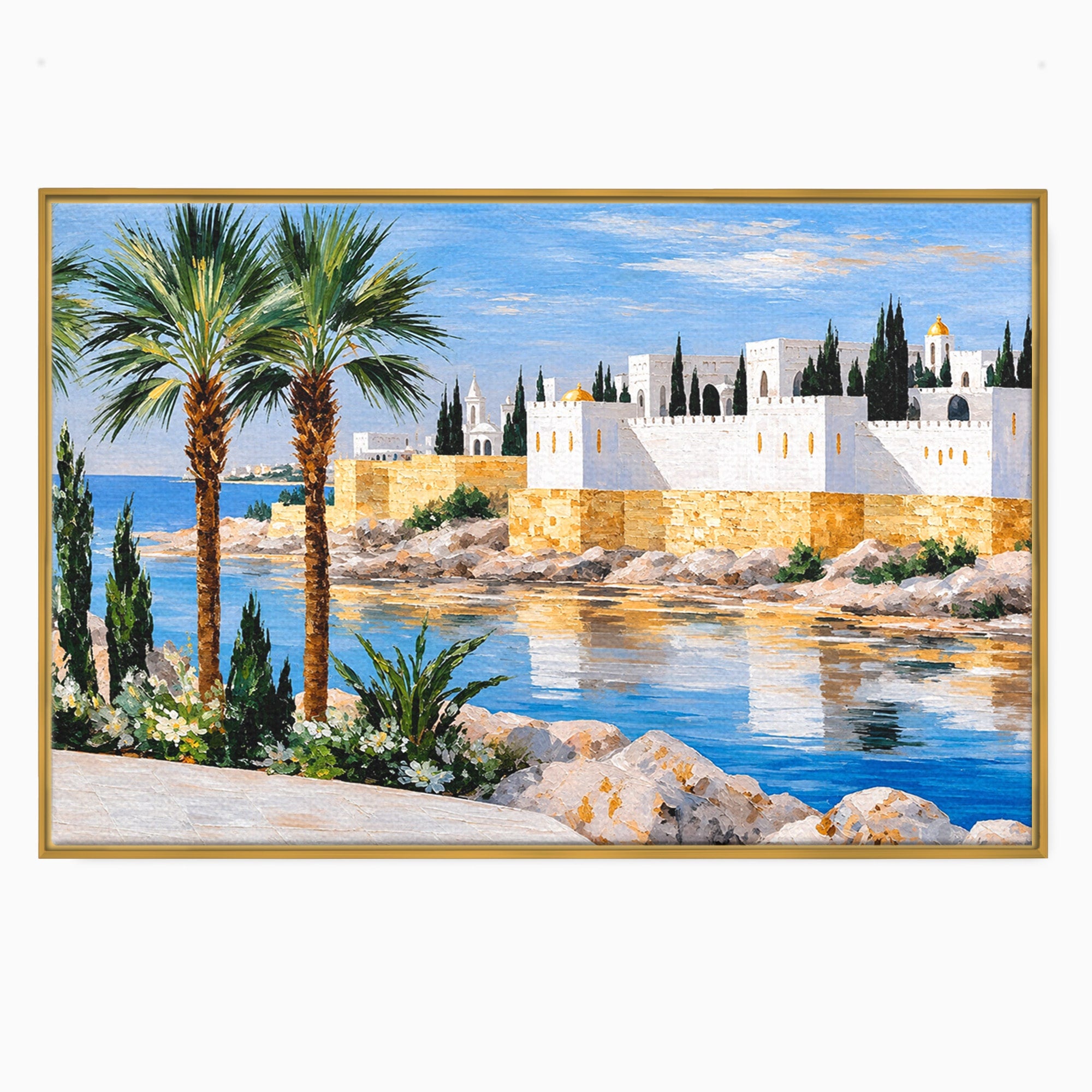Tablou Canvas Premium LuxCanva® O1066, Peisaj Mediteranean, Peisaj, Mare, Arhitectura, Mediterranean, Living, Dormitor, Culori Vibrante