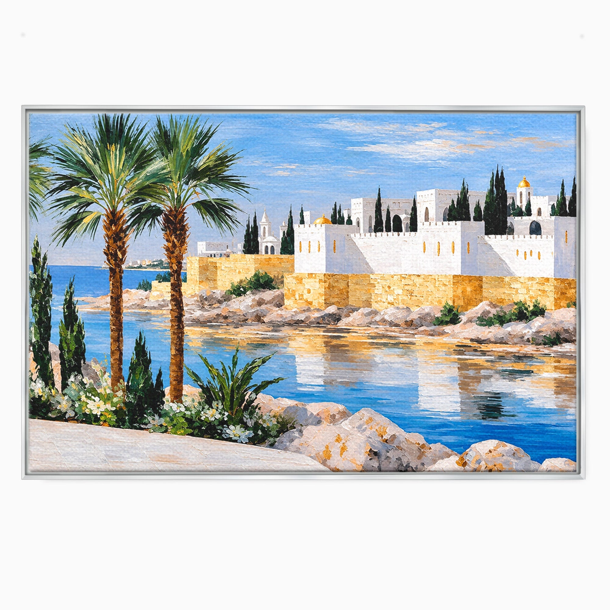 Tablou Canvas Premium LuxCanva® O1066, Peisaj Mediteranean, Peisaj, Mare, Arhitectura, Mediterranean, Living, Dormitor, Culori Vibrante