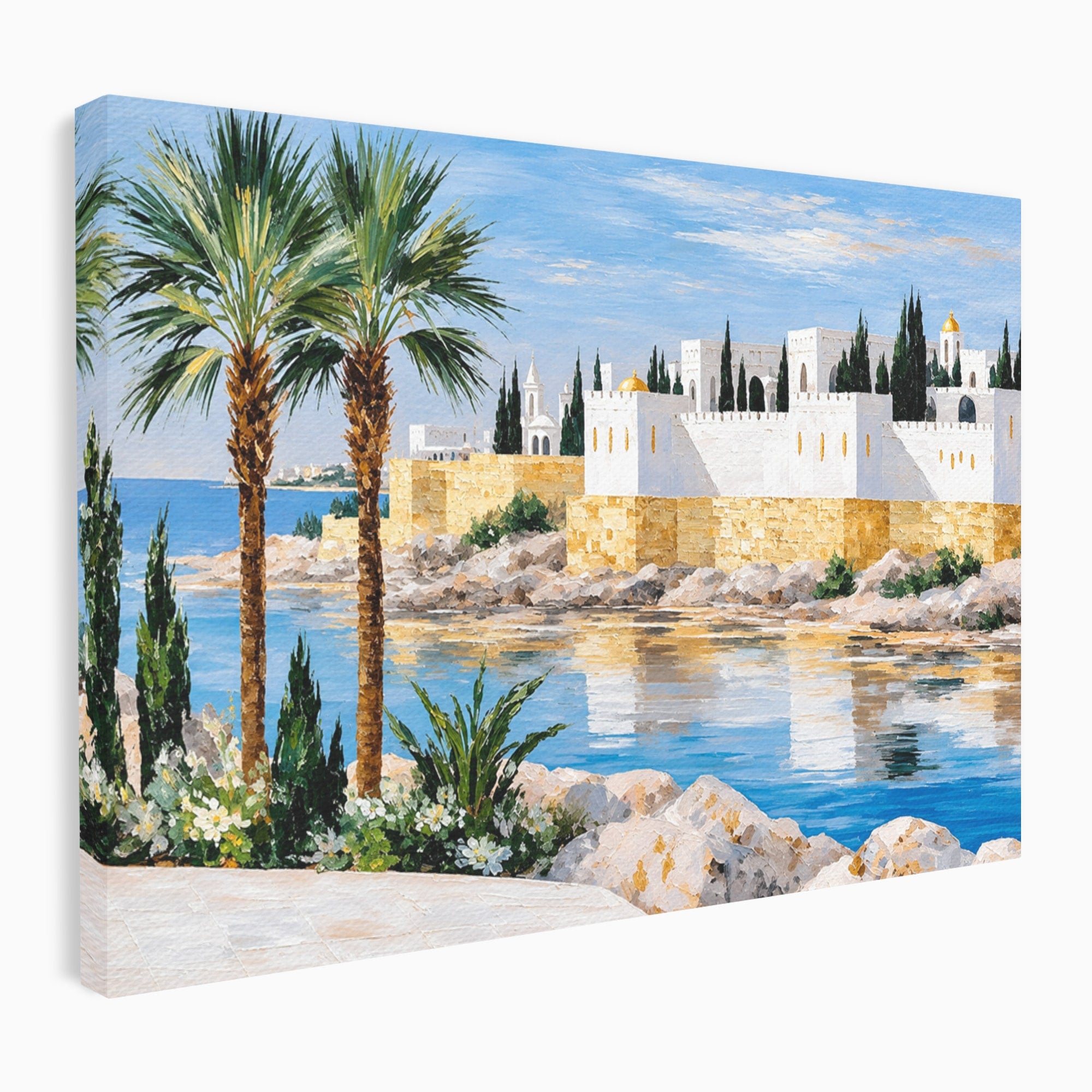 Tablou Canvas Premium LuxCanva® O1066, Peisaj Mediteranean, Peisaj, Mare, Arhitectura, Mediterranean, Living, Dormitor, Culori Vibrante