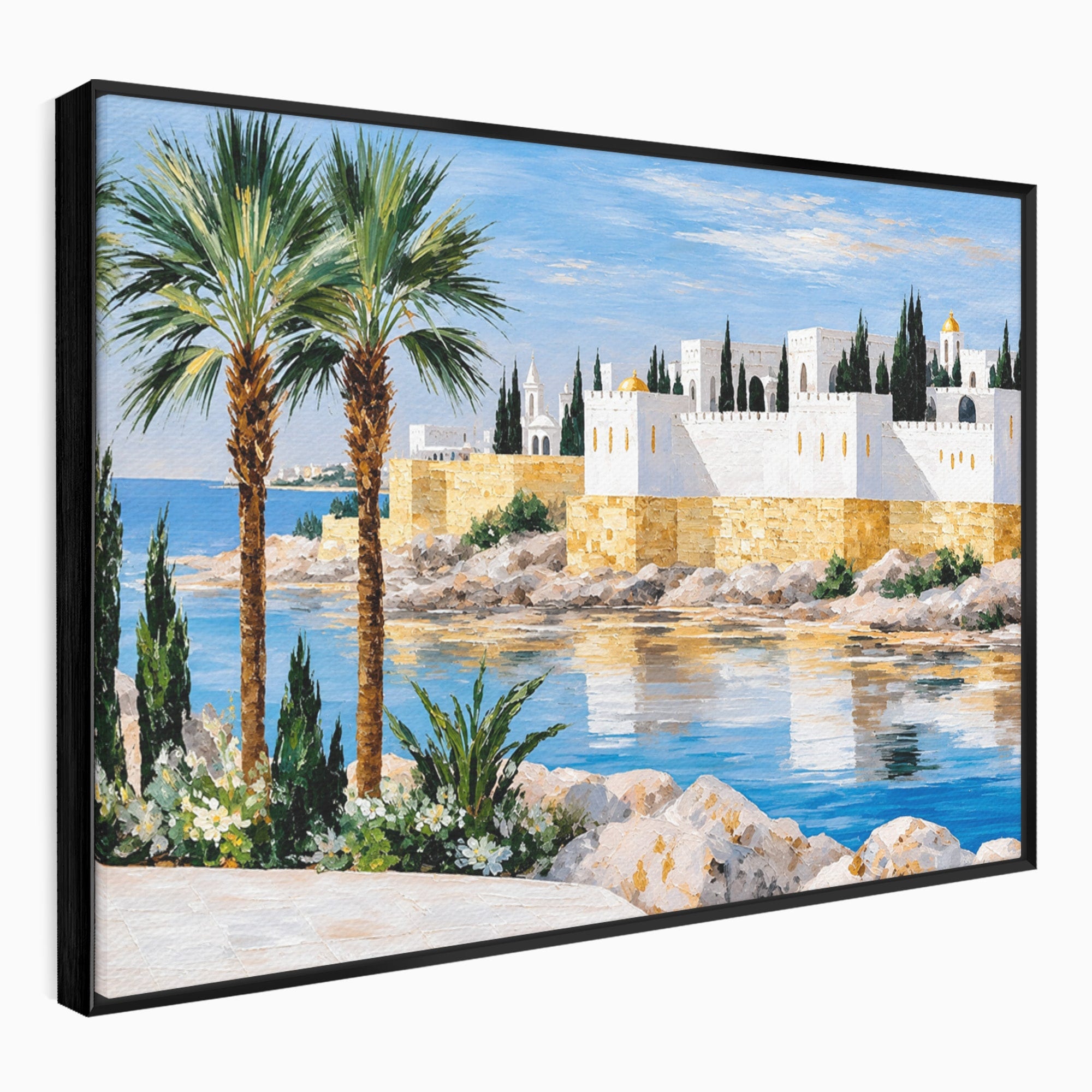 Tablou Canvas Premium LuxCanva® O1066, Peisaj Mediteranean, Peisaj, Mare, Arhitectura, Mediterranean, Living, Dormitor, Culori Vibrante