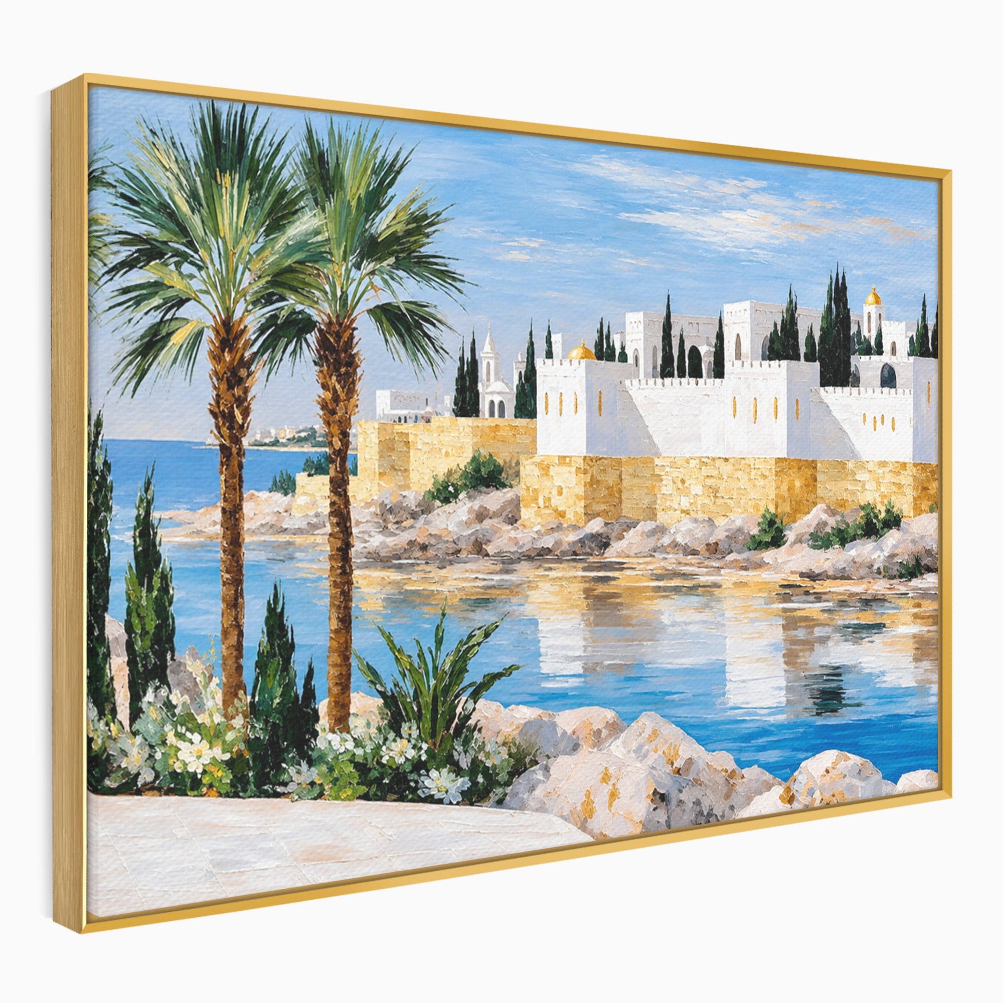 Tablou Canvas Premium LuxCanva® O1066, Peisaj Mediteranean, Peisaj, Mare, Arhitectura, Mediterranean, Living, Dormitor, Culori Vibrante