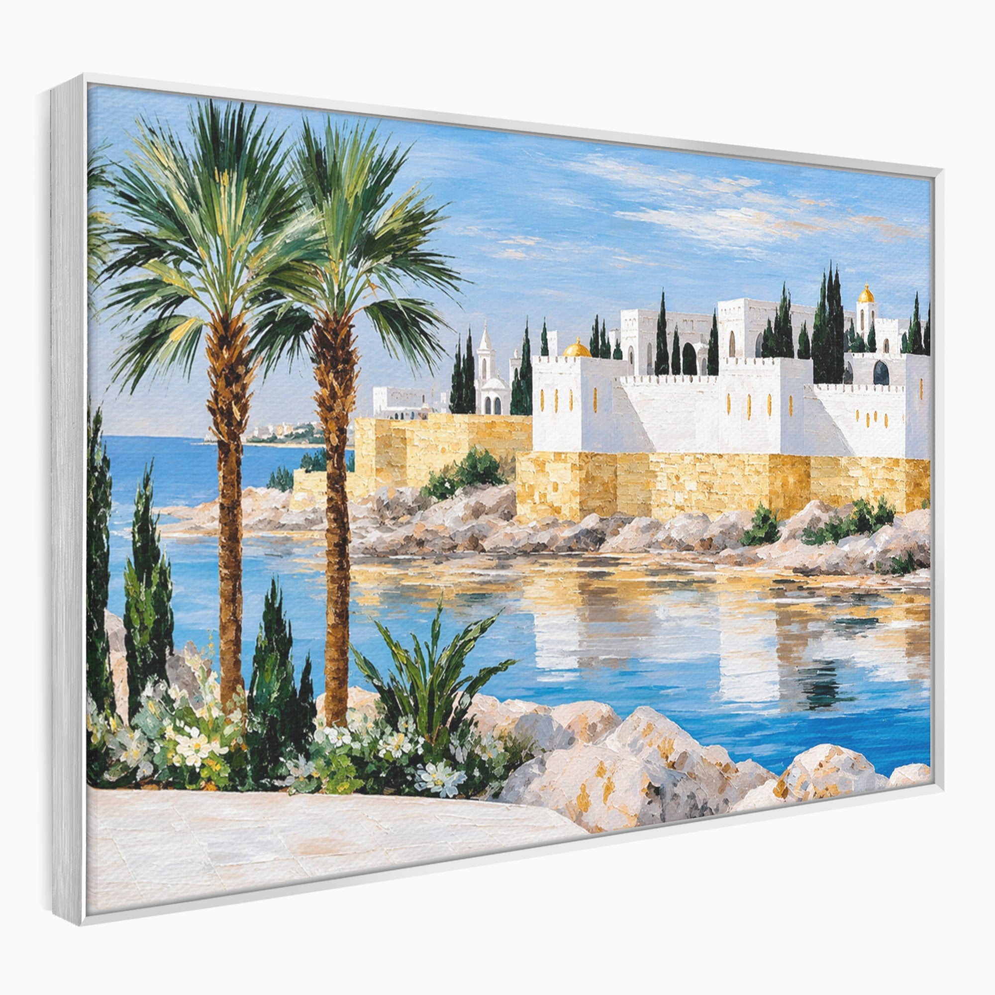 Tablou Canvas Premium LuxCanva® O1066, Peisaj Mediteranean, Peisaj, Mare, Arhitectura, Mediterranean, Living, Dormitor, Culori Vibrante