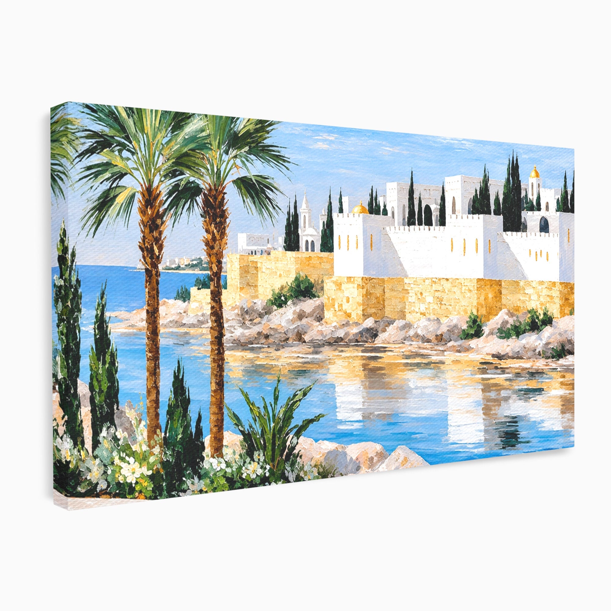 Tablou Canvas Premium LuxCanva® O1066, Peisaj Mediteranean, Peisaj, Mare, Arhitectura, Mediterranean, Living, Dormitor, Culori Vibrante