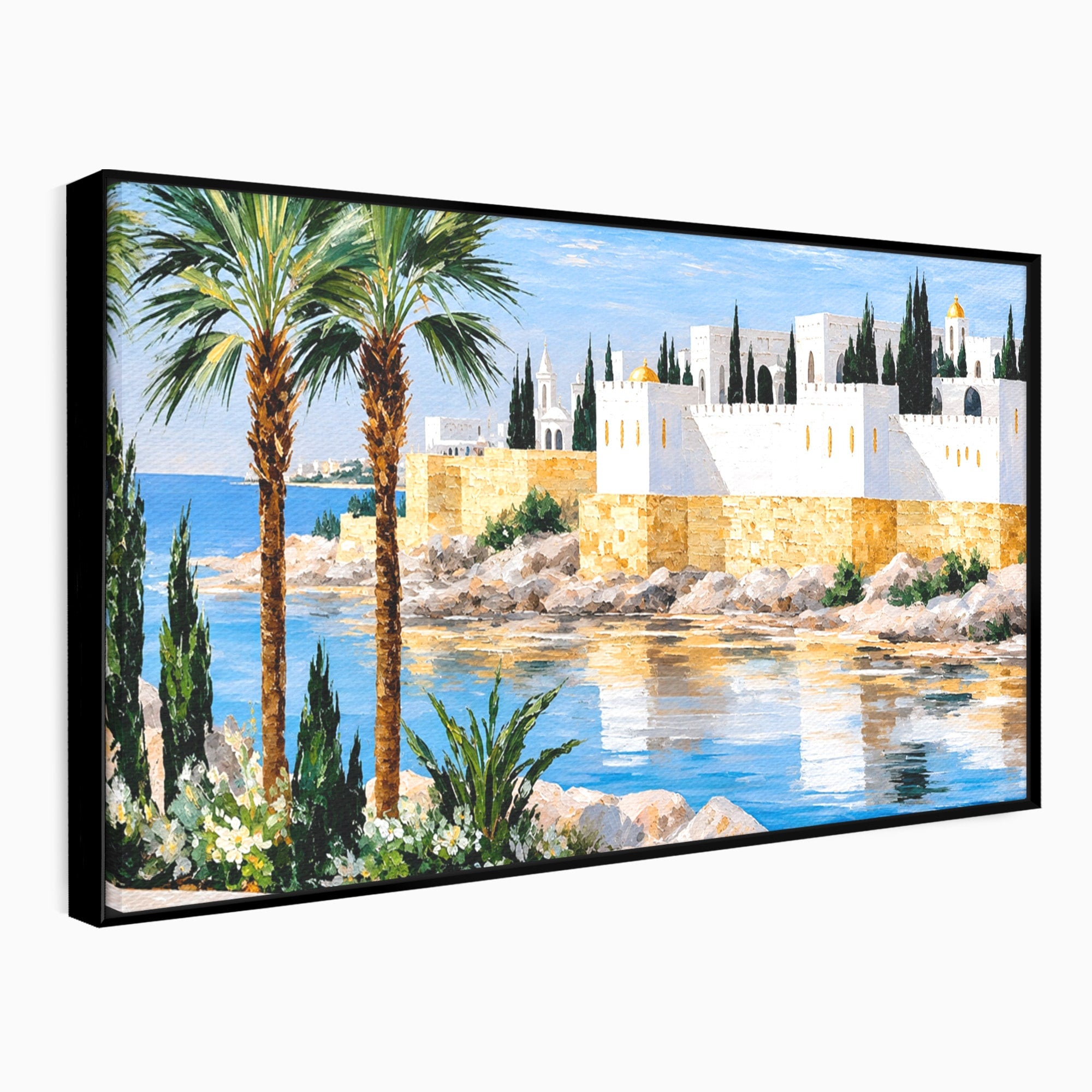 Tablou Canvas Premium LuxCanva® O1066, Peisaj Mediteranean, Peisaj, Mare, Arhitectura, Mediterranean, Living, Dormitor, Culori Vibrante