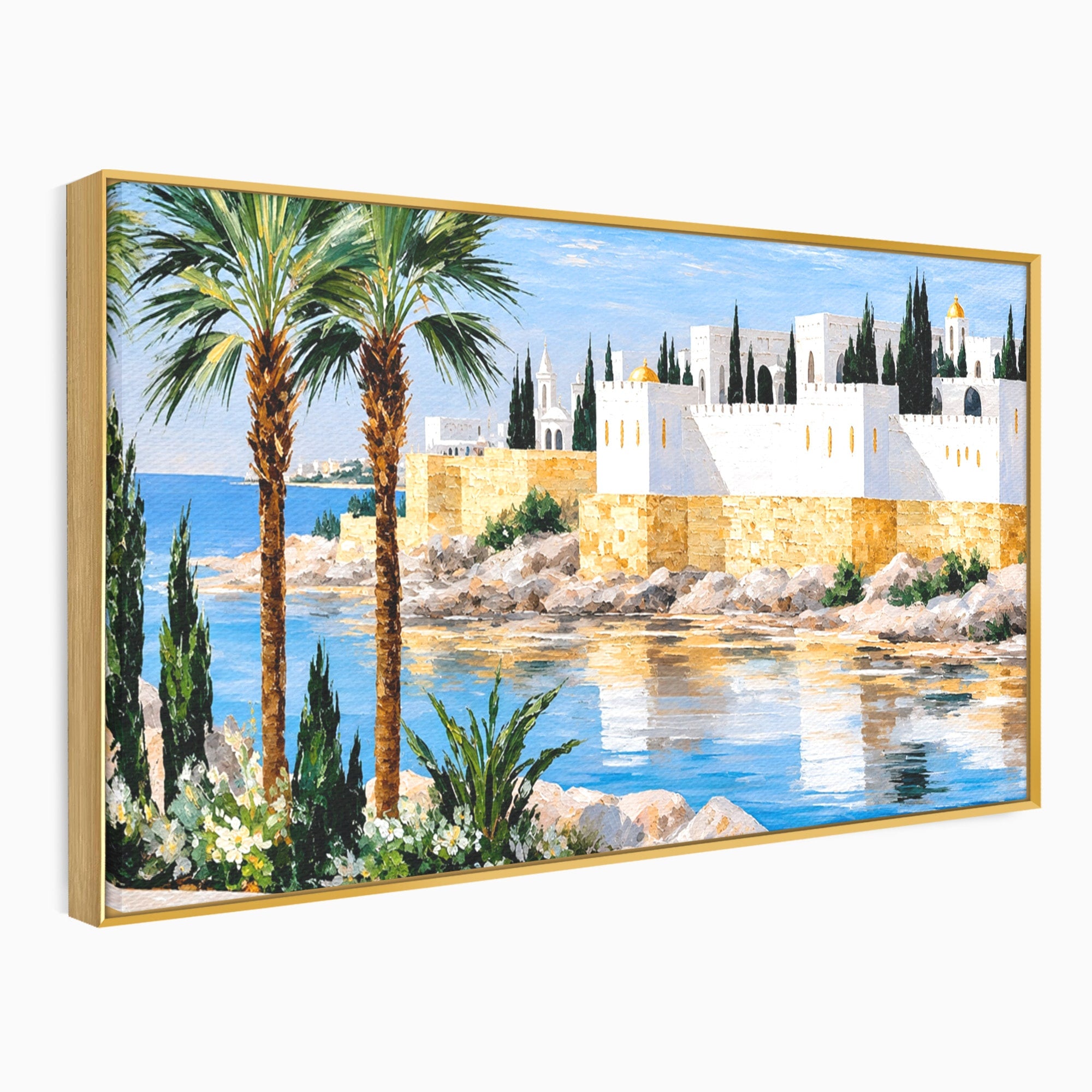 Tablou Canvas Premium LuxCanva® O1066, Peisaj Mediteranean, Peisaj, Mare, Arhitectura, Mediterranean, Living, Dormitor, Culori Vibrante