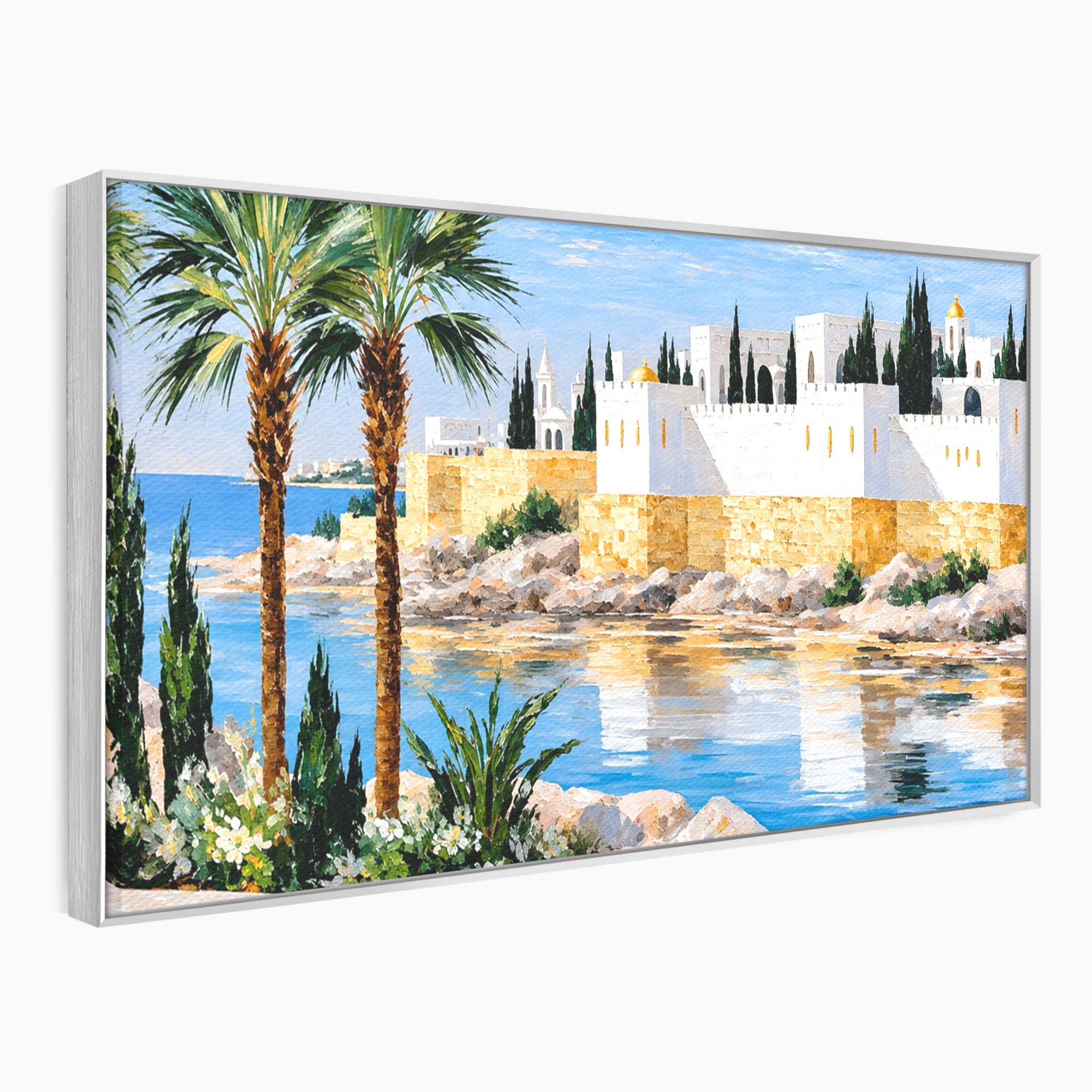 Tablou Canvas Premium LuxCanva® O1066, Peisaj Mediteranean, Peisaj, Mare, Arhitectura, Mediterranean, Living, Dormitor, Culori Vibrante