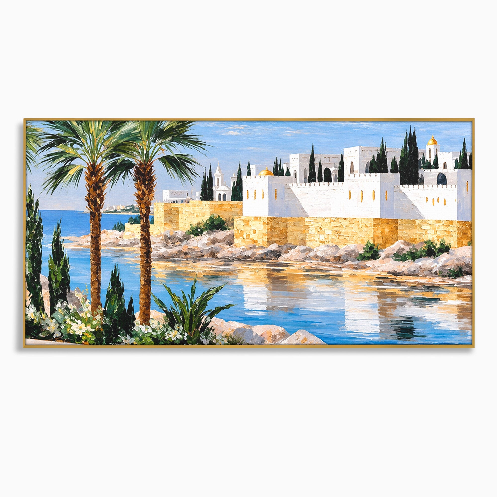 Tablou Canvas Premium LuxCanva® O1066, Peisaj Mediteranean, Peisaj, Mare, Arhitectura, Mediterranean, Living, Dormitor, Culori Vibrante
