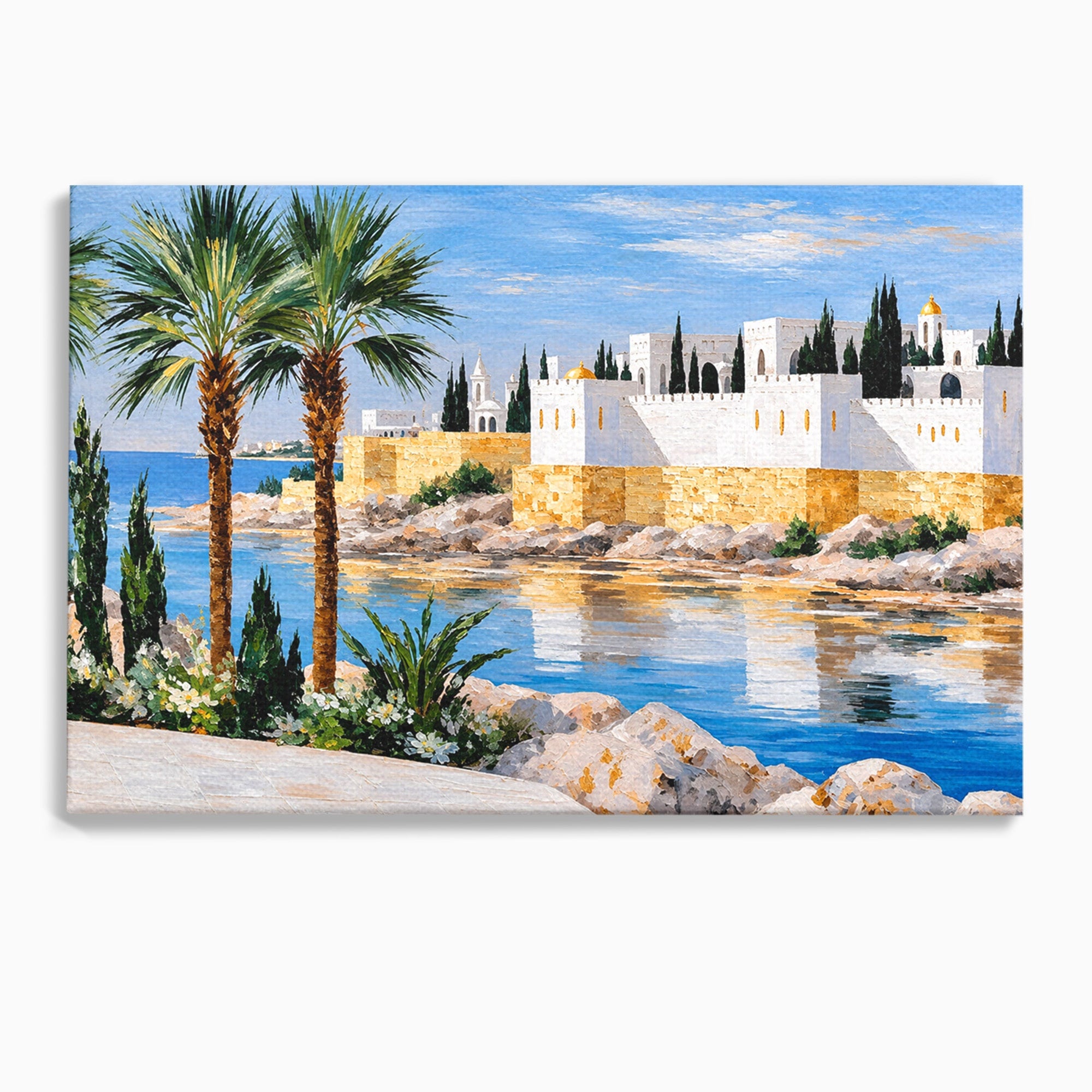Tablou Canvas Premium LuxCanva® O1066, Peisaj Mediteranean, Peisaj, Mare, Arhitectura, Mediterranean, Living, Dormitor, Culori Vibrante
