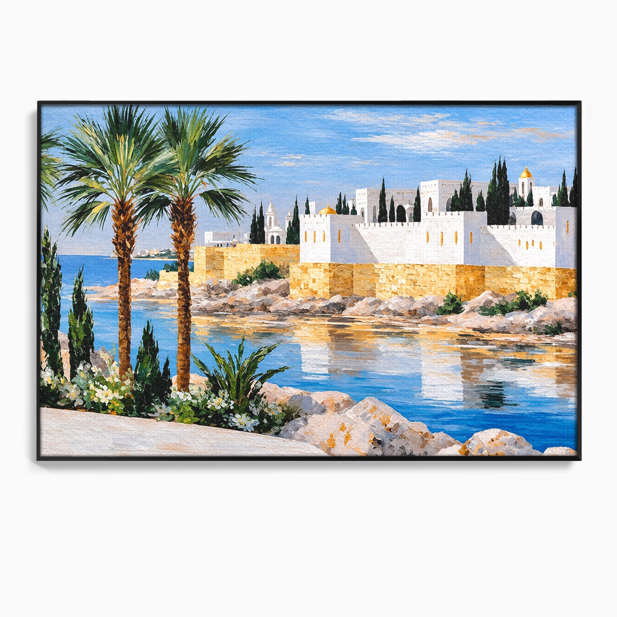 Tablou Canvas Premium LuxCanva® O1066, Peisaj Mediteranean, Peisaj, Mare, Arhitectura, Mediterranean, Living, Dormitor, Culori Vibrante