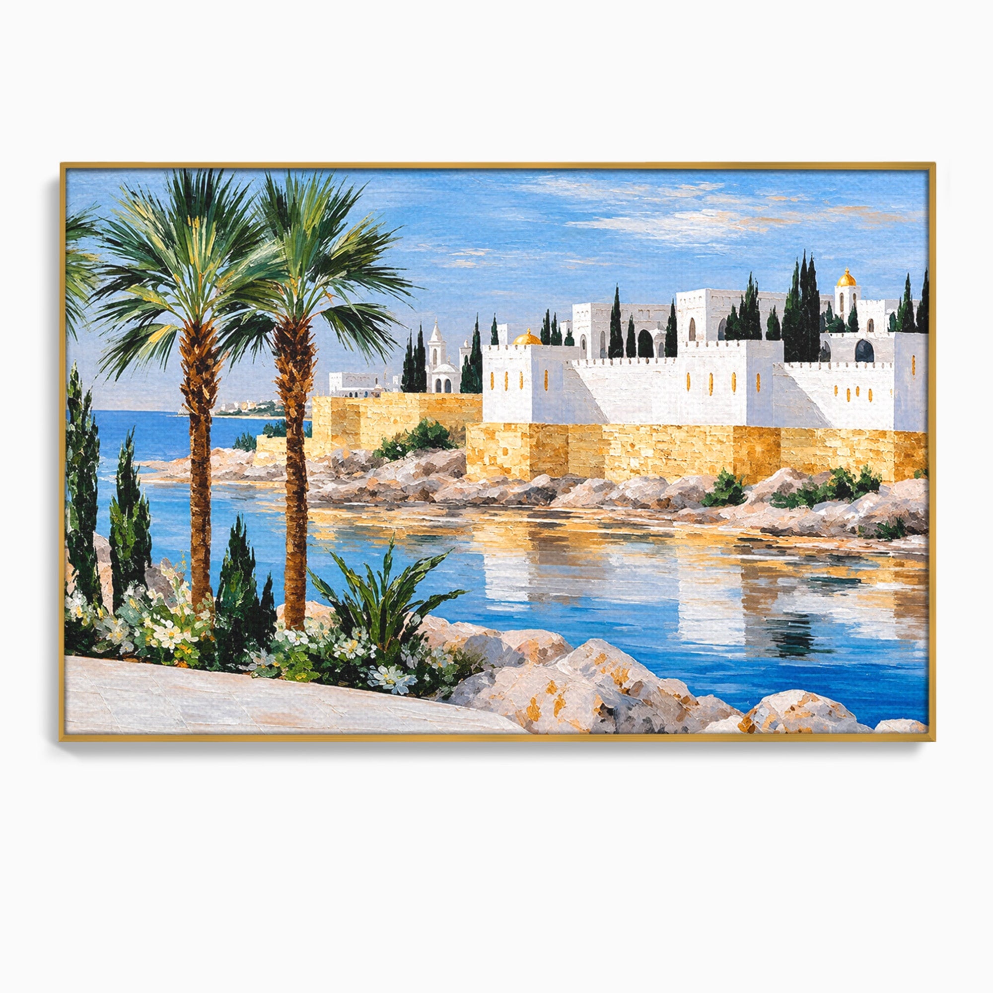 Tablou Canvas Premium LuxCanva® O1066, Peisaj Mediteranean, Peisaj, Mare, Arhitectura, Mediterranean, Living, Dormitor, Culori Vibrante